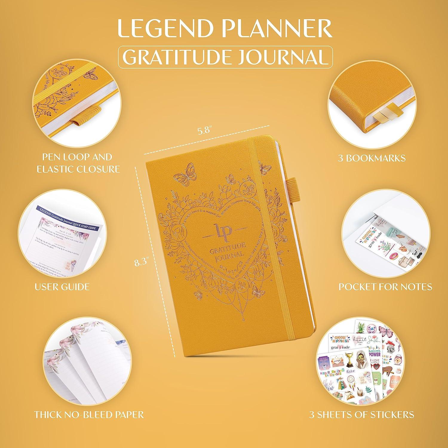 image:imageLegend Gratitude Journal Daily Journal for Positivity amp Happiness Grateful Notebook to Write In Thankful Affirmation Journal Amber YellowAmber Yellow Gold Foil