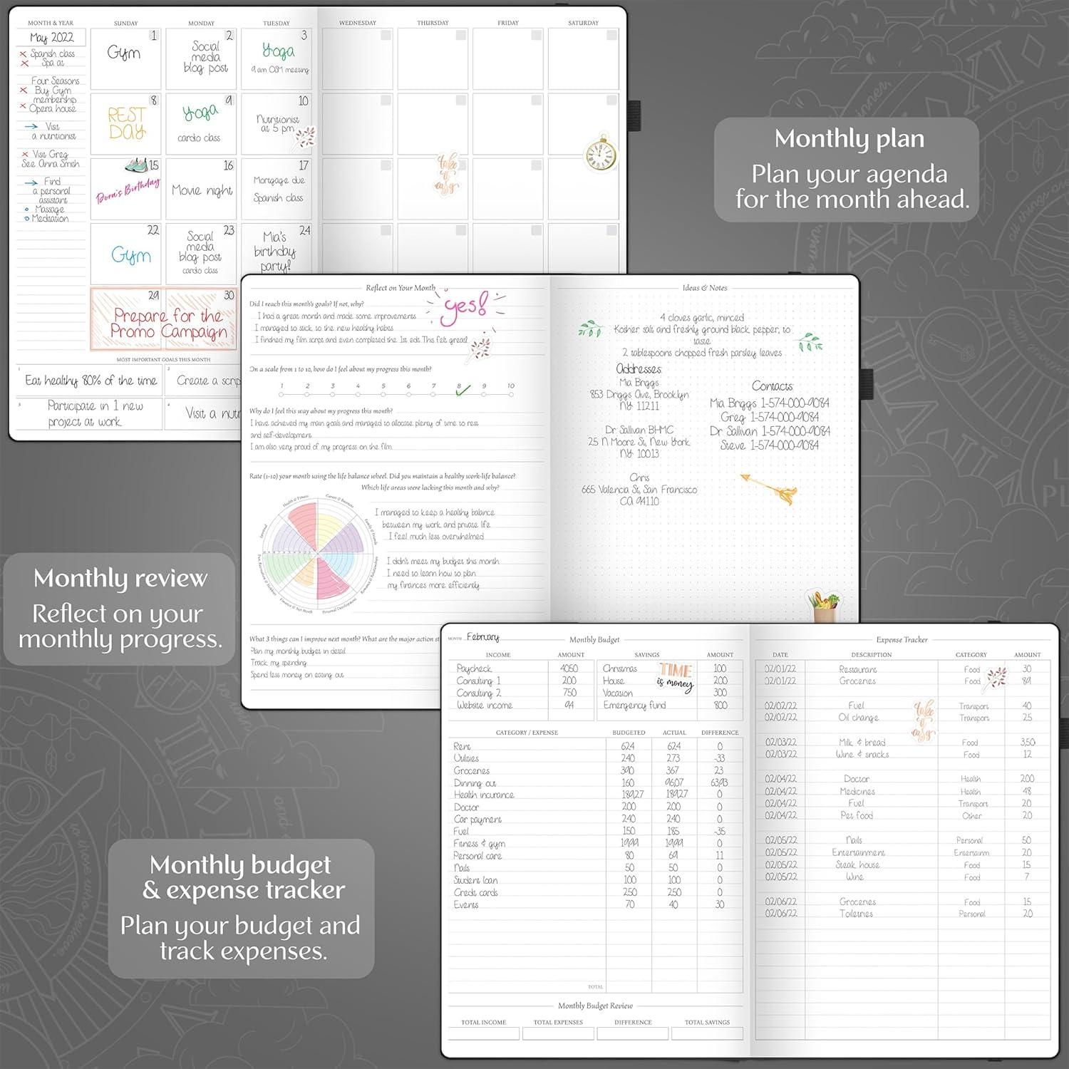 image:imageLegend Hourly Planner PRO Premium Undated Schedule Planner with Time Slots Weekly Monthly amp Daily Personal Organizer A4 PurpleBlack Debossed