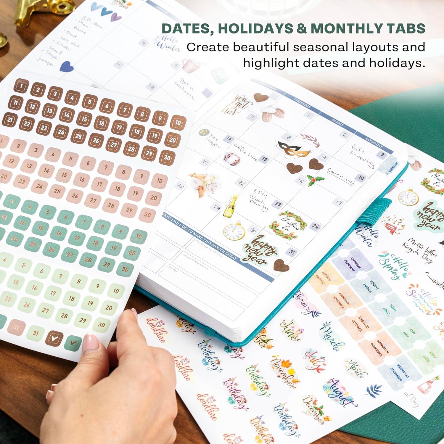 image:imageLegend Mega Sticker Pack 1900 Small Stickers for Planner Journal amp Calendar Aesthetic Inspirational Seasonal Dates Months Holidays Wellness amp Budget Stickers Planner Accessories