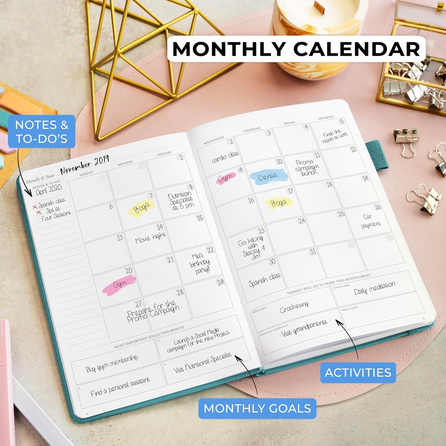 image:imageLegend Planner Daily for 3 Months Undated Monthly Weekly amp Daily Planner to Hit Goals Organizer amp Productivity Journal A5 Rose GoldViridian Green