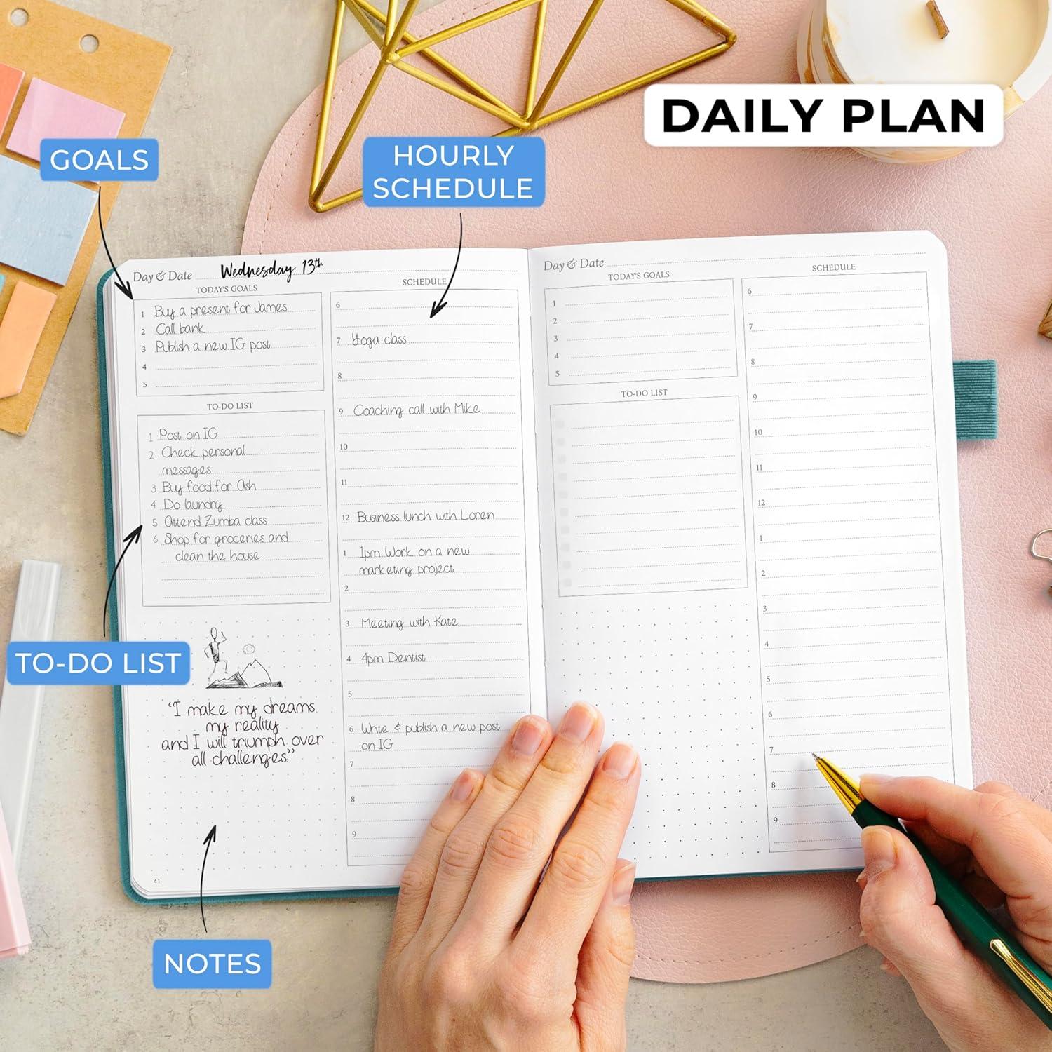image:imageLegend Planner Daily for 3 Months Undated Monthly Weekly amp Daily Planner to Hit Goals Organizer amp Productivity Journal A5 Rose GoldViridian Green