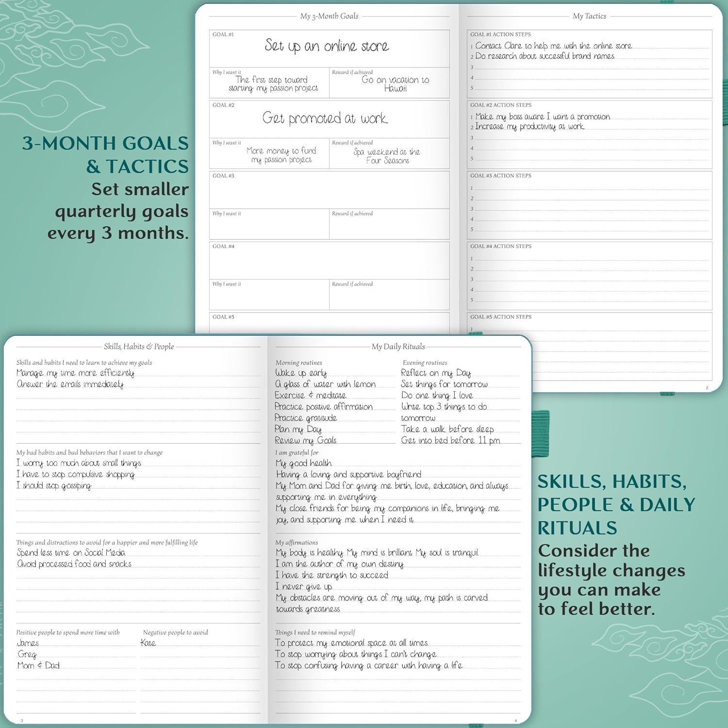 image:imageLegend Planner Daily for 3 Months Undated Monthly Weekly amp Daily Planner to Hit Goals Organizer amp Productivity Journal A5 Rose GoldViridian Green
