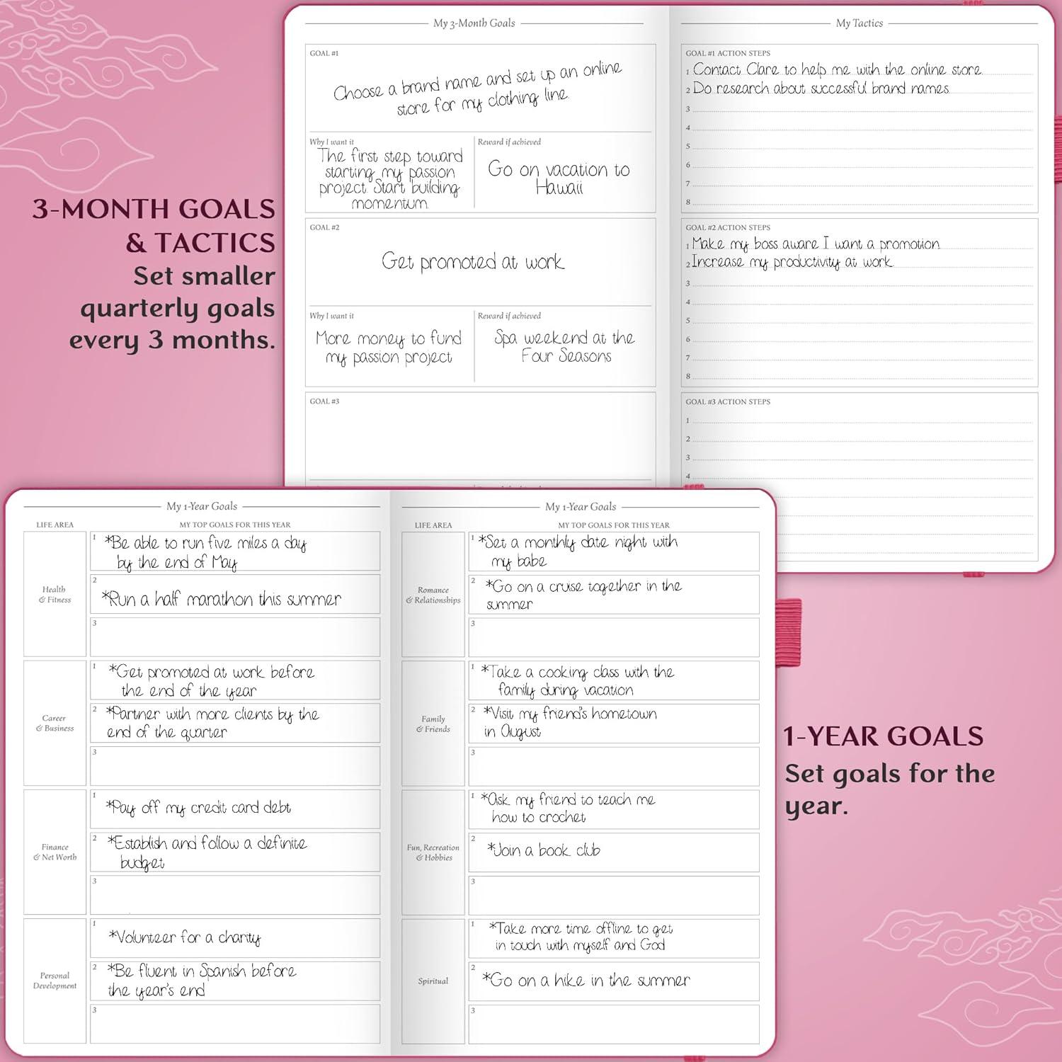 image:imageLegend Planner Hourly Schedule Edition Deluxe Weekly amp Daily Organizer with Time Slots Time Management Appointment Book Journal for Work amp Personal Life Undated A5 Hardcover Dark Green DebossedHot Pink Gold Foil