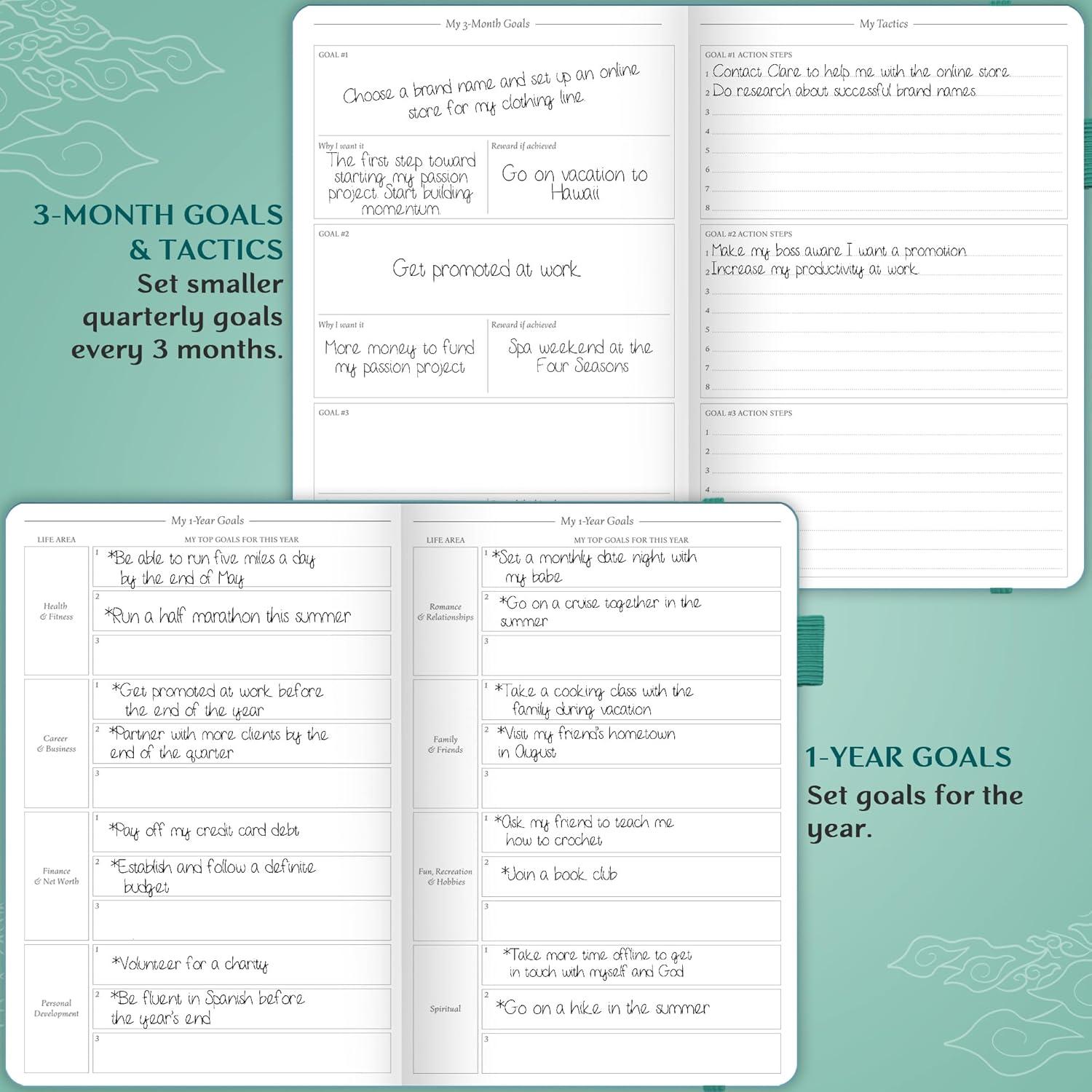 image:imageLegend Planner Hourly Schedule Edition Deluxe Weekly amp Daily Organizer with Time Slots Time Management Appointment Book Journal for Work amp Personal Life Undated A5 Hardcover Dark Green DebossedViridian Green Gold Foil