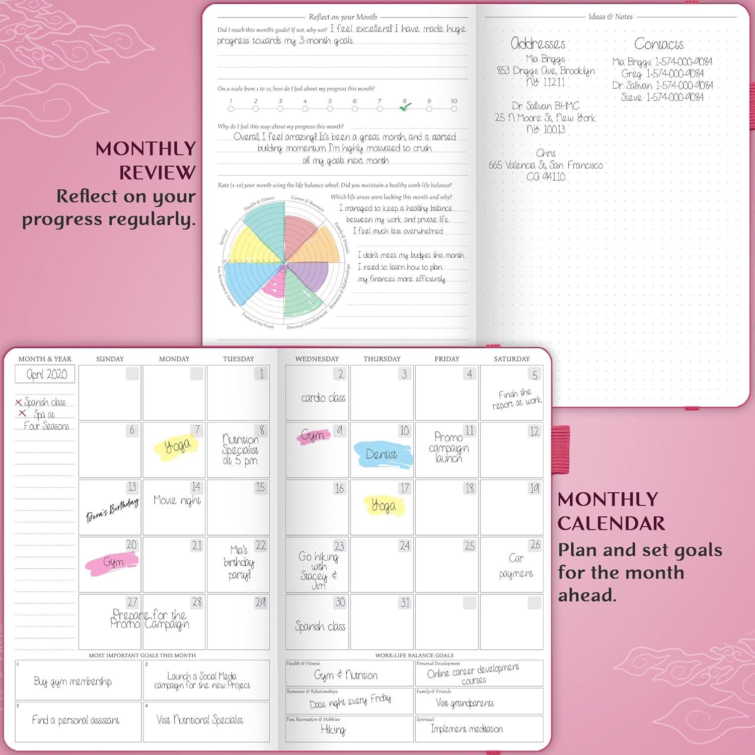 image:imageLegend Planner Hourly Schedule Edition Deluxe Weekly amp Daily Organizer with Time Slots Time Management Appointment Book Journal for Work amp Personal Life Undated A5 Hardcover Dark Green DebossedHot Pink Gold Foil
