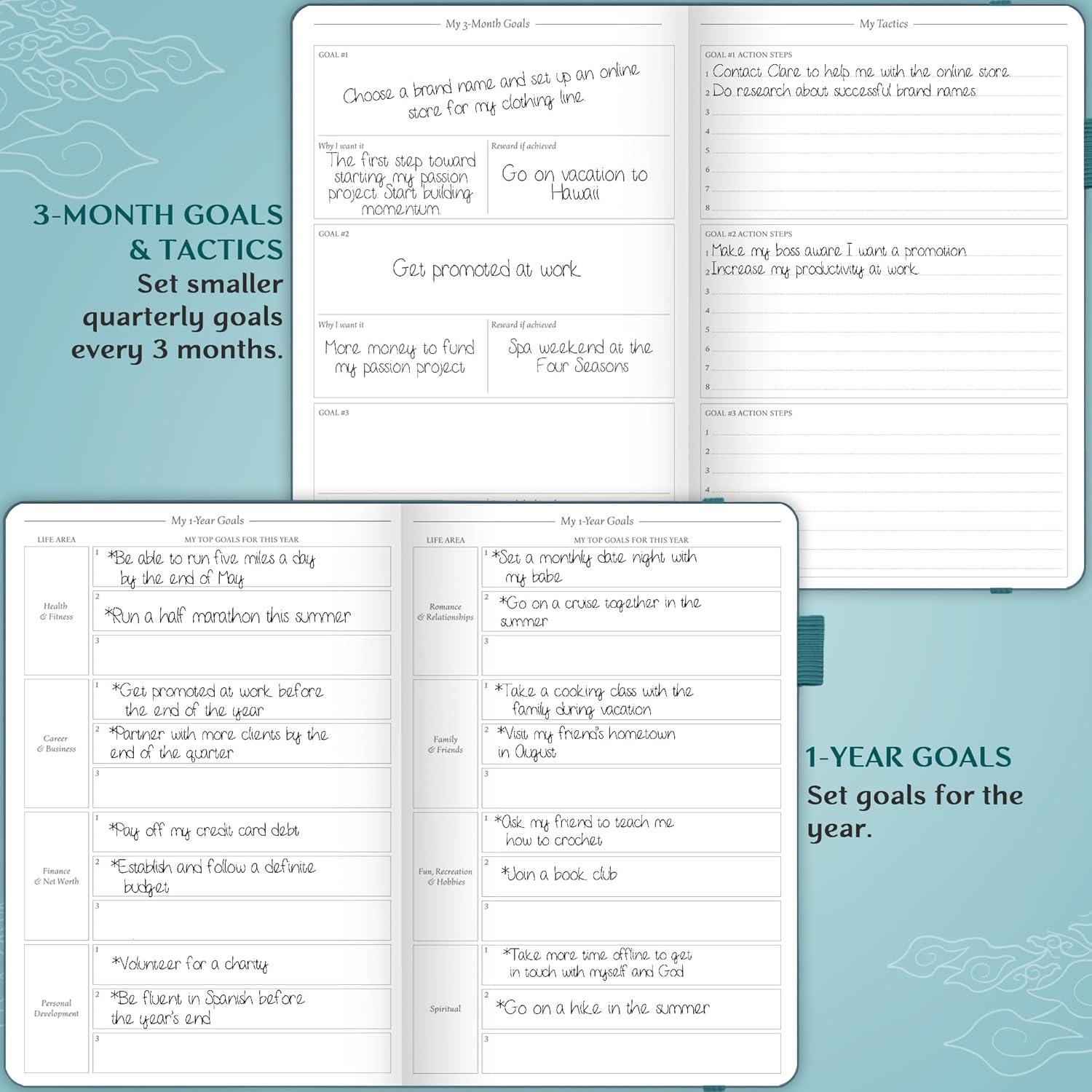 image:imageLegend Planner Hourly Schedule Edition Deluxe Weekly amp Daily Organizer with Time Slots Time Management Appointment Book Journal for Work amp Personal Life Undated A5 Hardcover Dark Green DebossedDark Teal Gold Foil