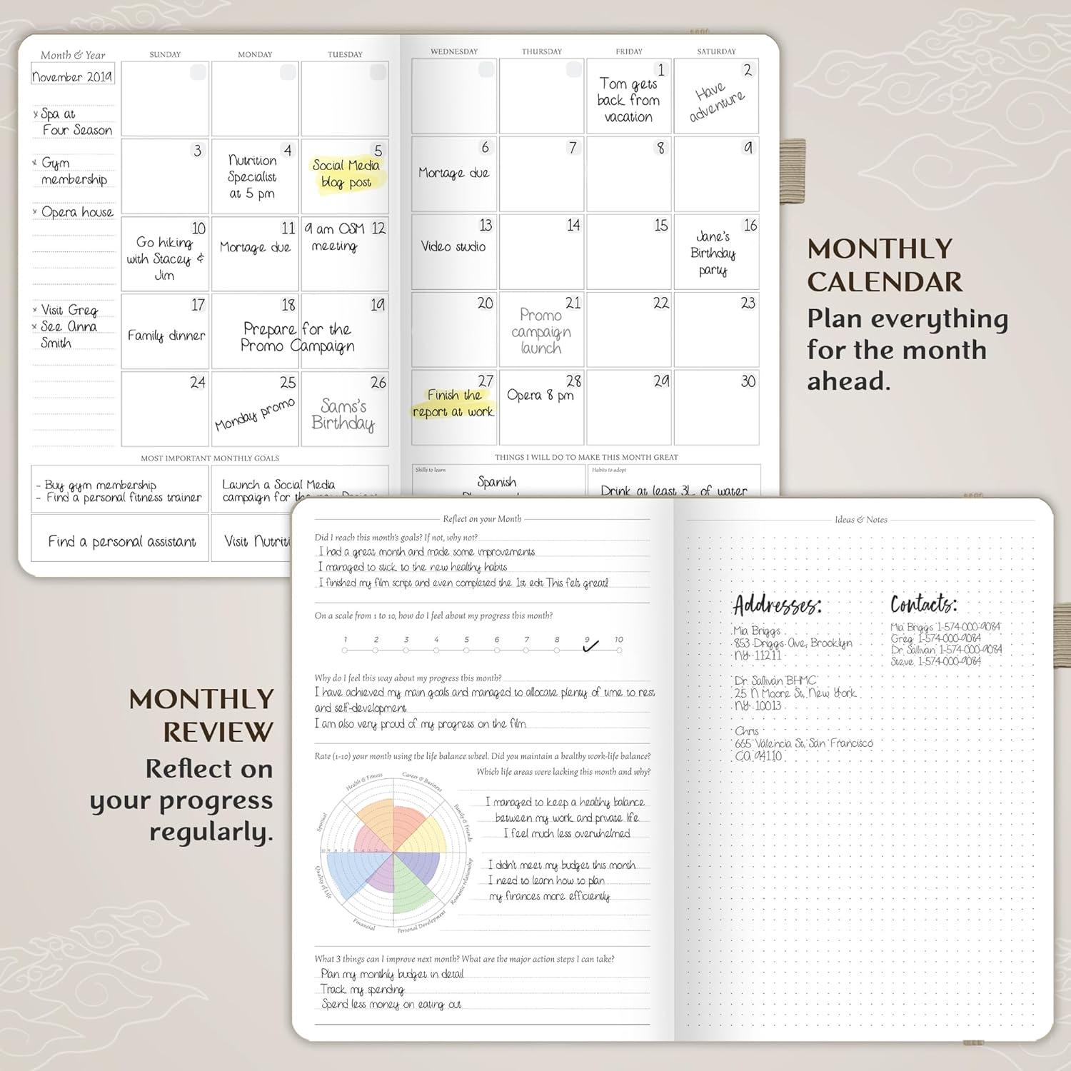 image:imageLegend Planner PRO Deluxe Weekly amp Monthly Life Planner to Increase Productivity and Hit Your Goals Time Management Organizer Notebook Undated 7 x 10 Hardcover Stickers Amber YellowSeashell Gold Foil