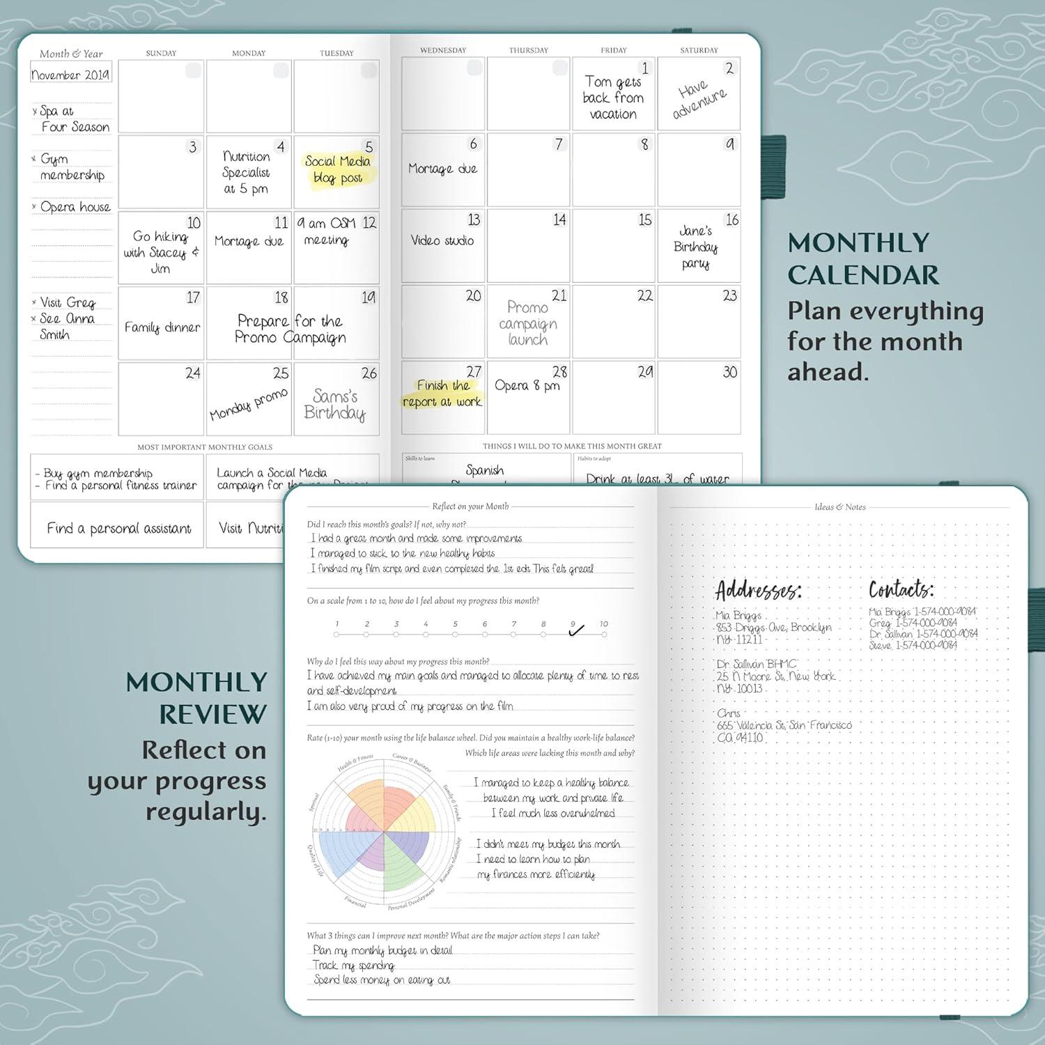 image:imageLegend Planner PRO Deluxe Weekly amp Monthly Life Planner to Increase Productivity and Hit Your Goals Time Management Organizer Notebook Undated 7 x 10 Hardcover Stickers Amber YellowDark Teal Gold Foil