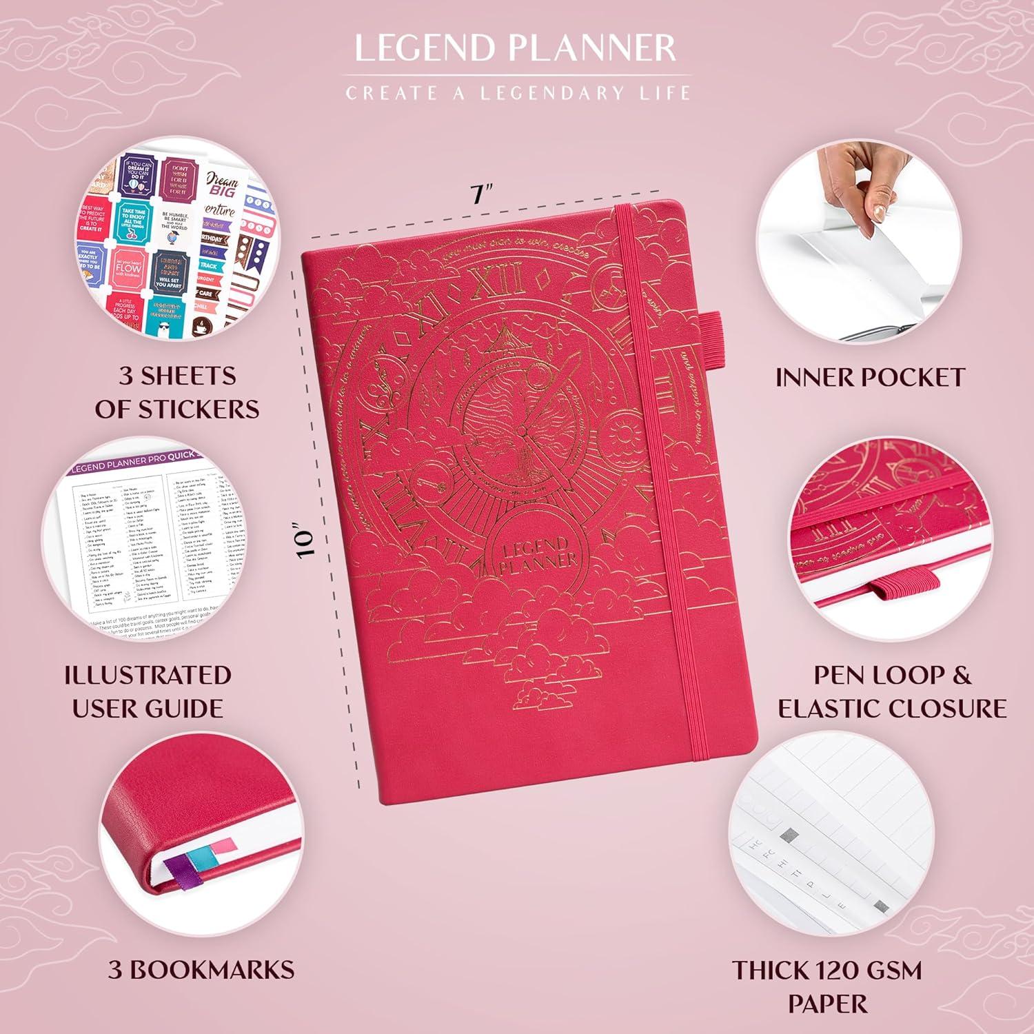 image:imageLegend Planner PRO Deluxe Weekly amp Monthly Life Planner to Increase Productivity and Hit Your Goals Time Management Organizer Notebook Undated 7 x 10 Hardcover Stickers Amber YellowHot Pink Gold Foil
