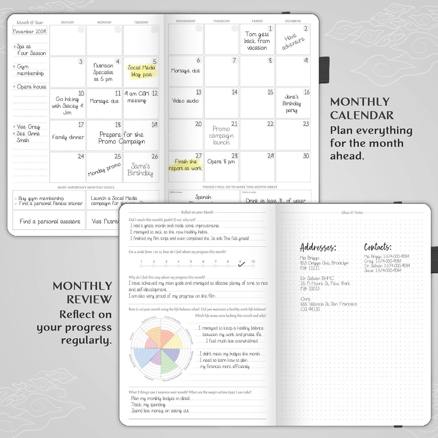 image:imageLegend Planner PRO Deluxe Weekly amp Monthly Life Planner to Increase Productivity and Hit Your Goals Time Management Organizer Notebook Undated 7 x 10 Hardcover Stickers Amber YellowMystic Gray Gold Foil