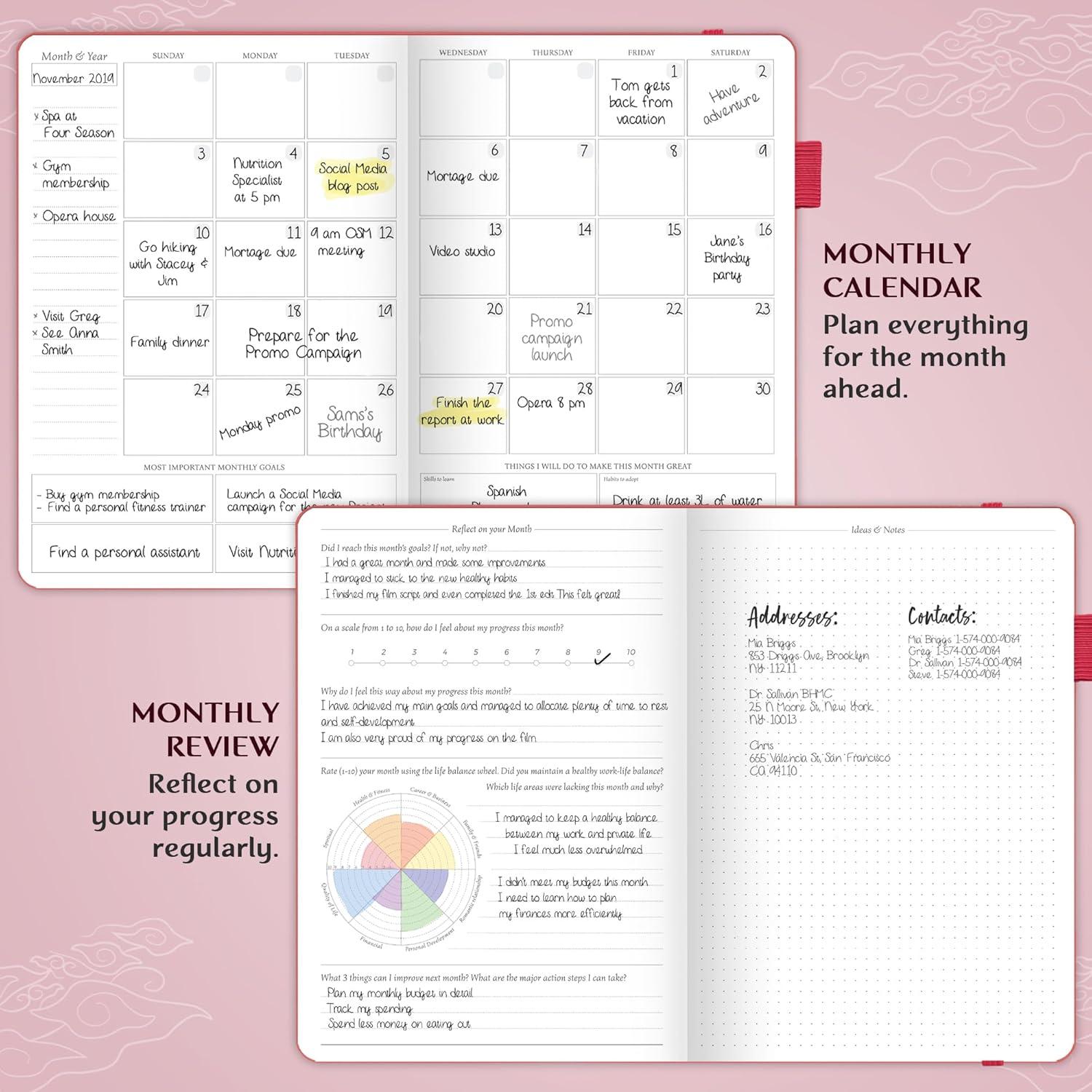 image:imageLegend Planner PRO Deluxe Weekly amp Monthly Life Planner to Increase Productivity and Hit Your Goals Time Management Organizer Notebook Undated 7 x 10 Hardcover Stickers Dark PurpleHot Pink Gold Foil
