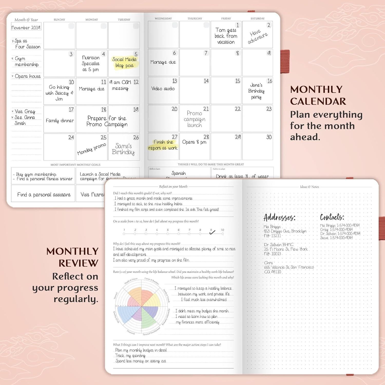 image:imageLegend Planner PRO Deluxe Weekly amp Monthly Life Planner to Increase Productivity and Hit Your Goals Time Management Organizer Notebook Undated 7 x 10 Hardcover Stickers Amber YellowRose Gold Debossed