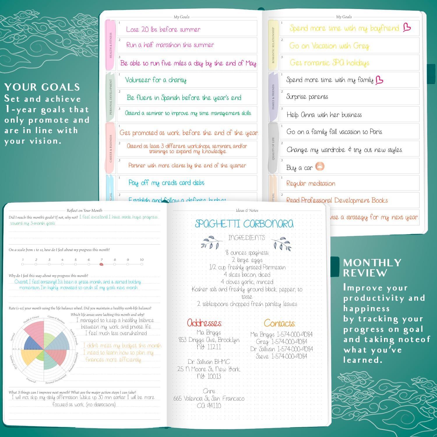 image:imageLegend Planner PRO Hourly Schedule Weekly amp Daily Organizer with Time Slots Appointment Book Journal for Work amp Personal A4 White GoldDark Teal Gold Foil