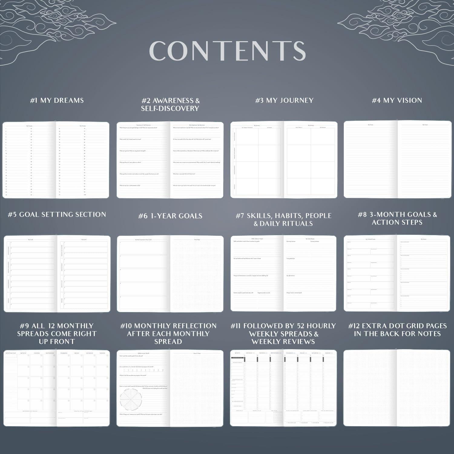 image:imageLegend Planner PRO Hourly Schedule Weekly amp Daily Organizer with Time Slots Appointment Book Journal for Work amp Personal A4 White GoldMystic Gray Gold Foil