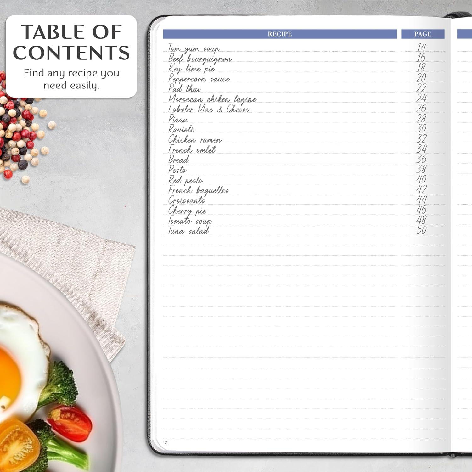 image:imageLegend Recipe Book Blank Family Cookbook to Write In Your Own Recipes Empty Cooking Journal Personalized Cooking Notebook Hardcover A5 58 Recipes In Total Mystic GrayBlack