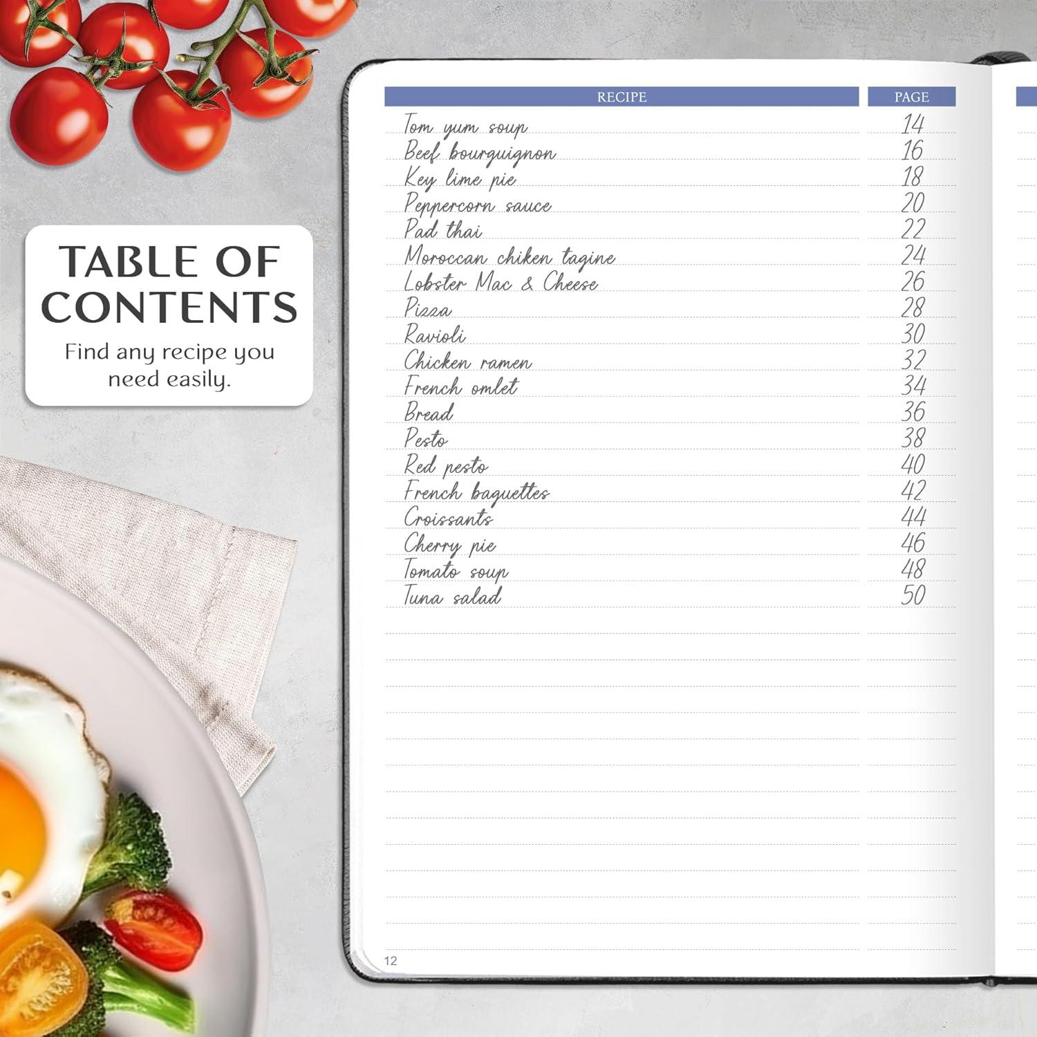 image:imageLegend Recipe Book Blank Family Cookbook to Write In Your Own Recipes Empty Cooking Journal Personalized Cooking Notebook Hardcover A5 58 Recipes In Total Mystic GrayBlack