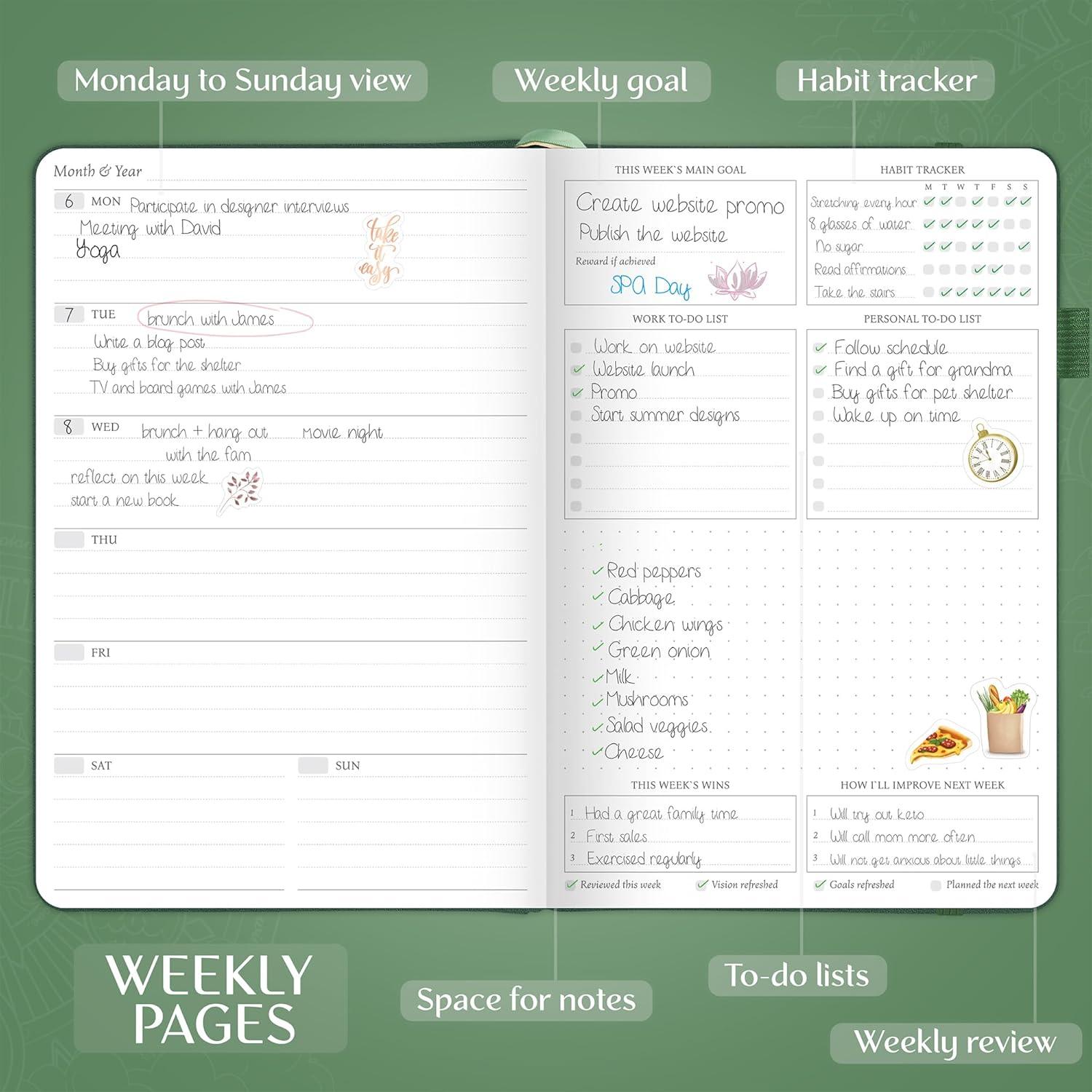 image:imageLegend Weekly Planner Premium Undated Weekly Monthly amp Budget Planner Life Organizer for Time Management amp Productivity A5 BlackBlack Debossed