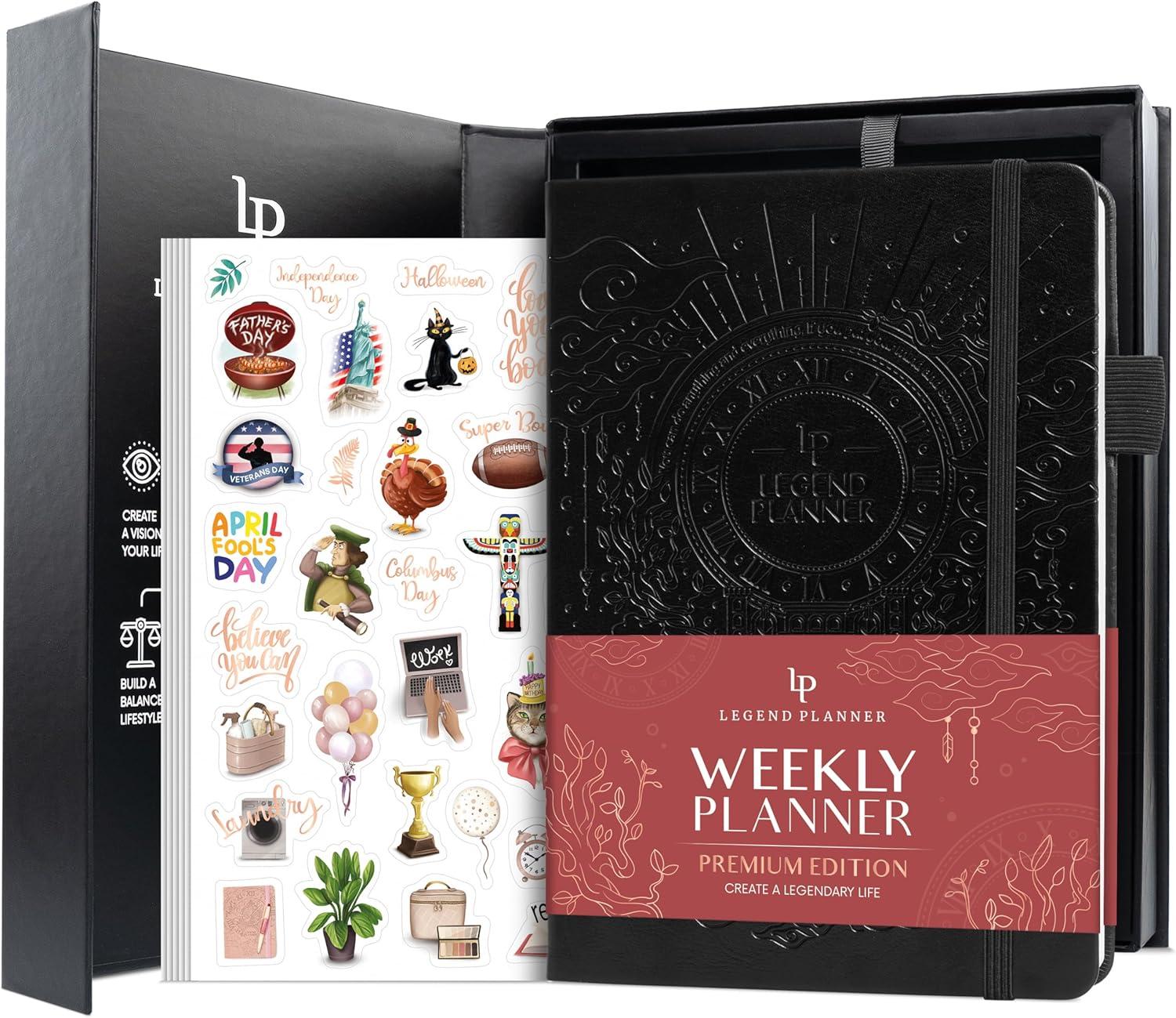image:imageLegend Weekly Planner Premium Undated Weekly Monthly amp Budget Planner Life Organizer for Time Management amp Productivity A5 BlackBlack Debossed