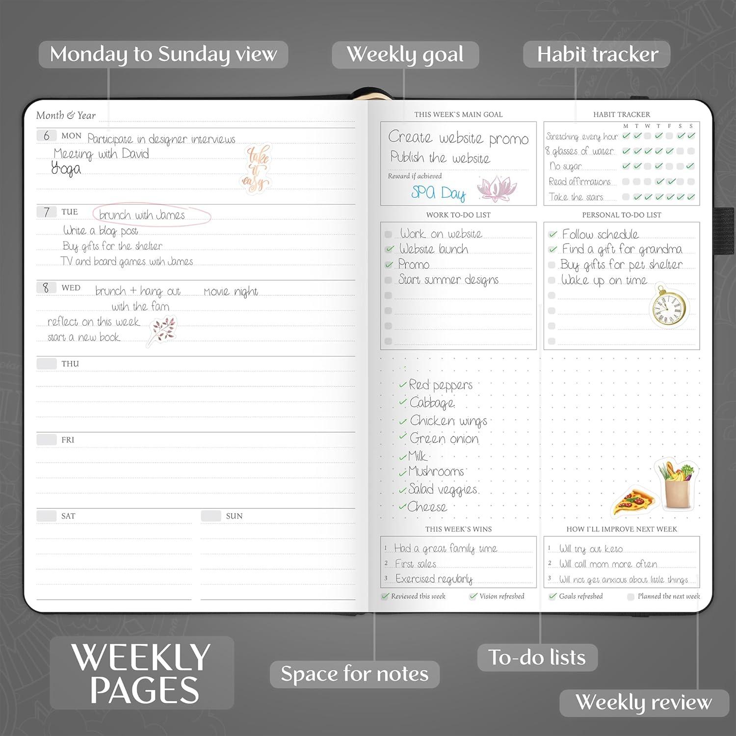image:imageLegend Weekly Planner Premium Undated Weekly Monthly amp Budget Planner Life Organizer for Time Management amp Productivity A5 BlackBlack Debossed
