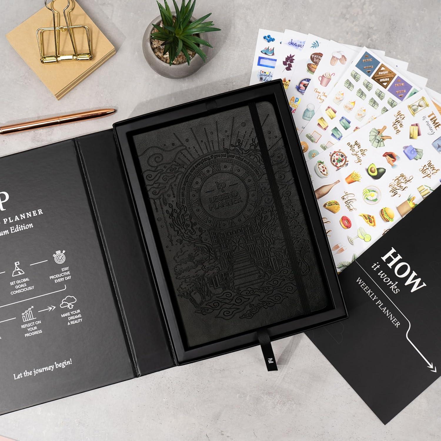 image:imageLegend Weekly Planner Premium Undated Weekly Monthly amp Budget Planner Life Organizer for Time Management amp Productivity A5 BlackBlack Debossed
