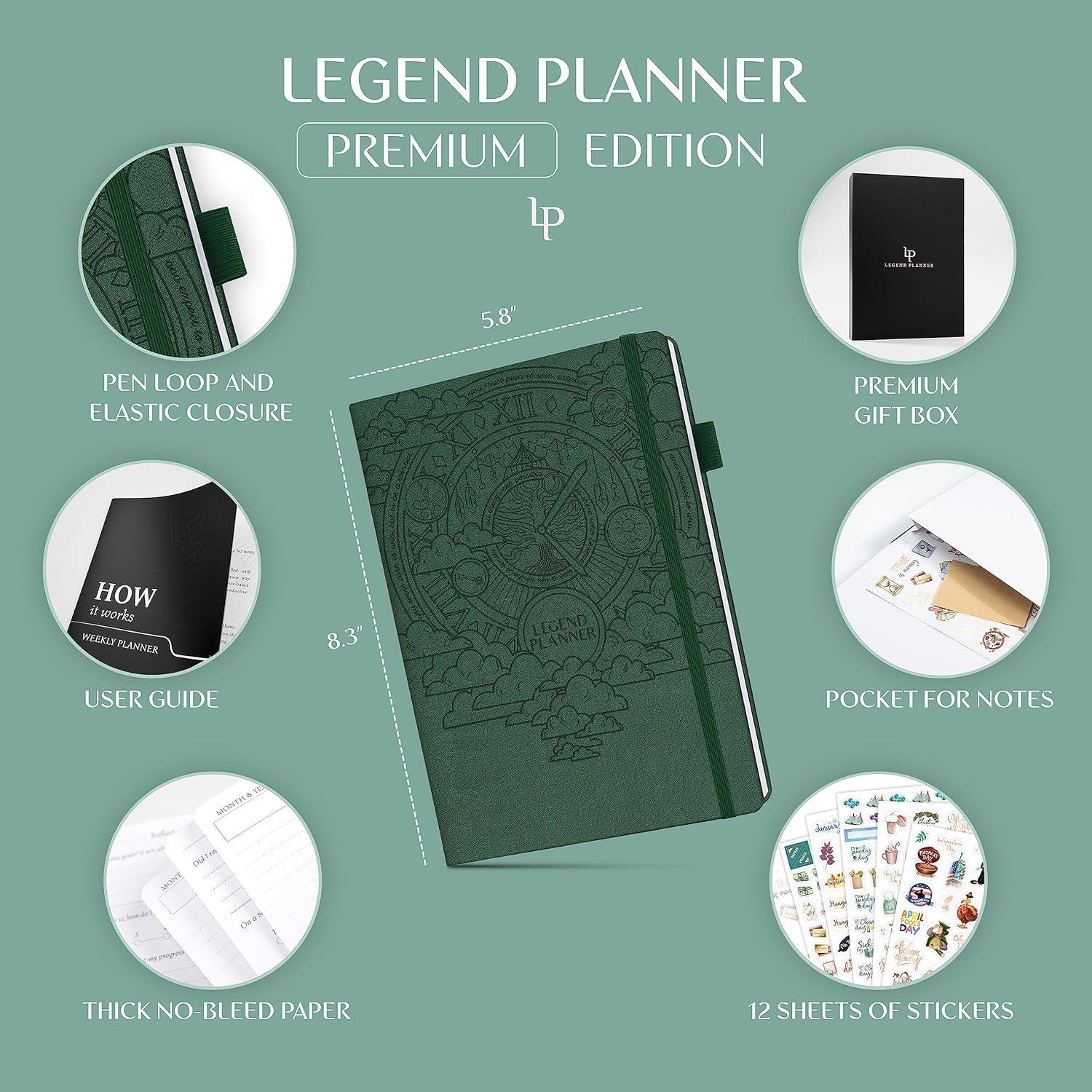 image:imageLegend Weekly Planner Premium Undated Weekly Monthly amp Budget Planner Life Organizer for Time Management amp Productivity A5 BlackBlack Debossed