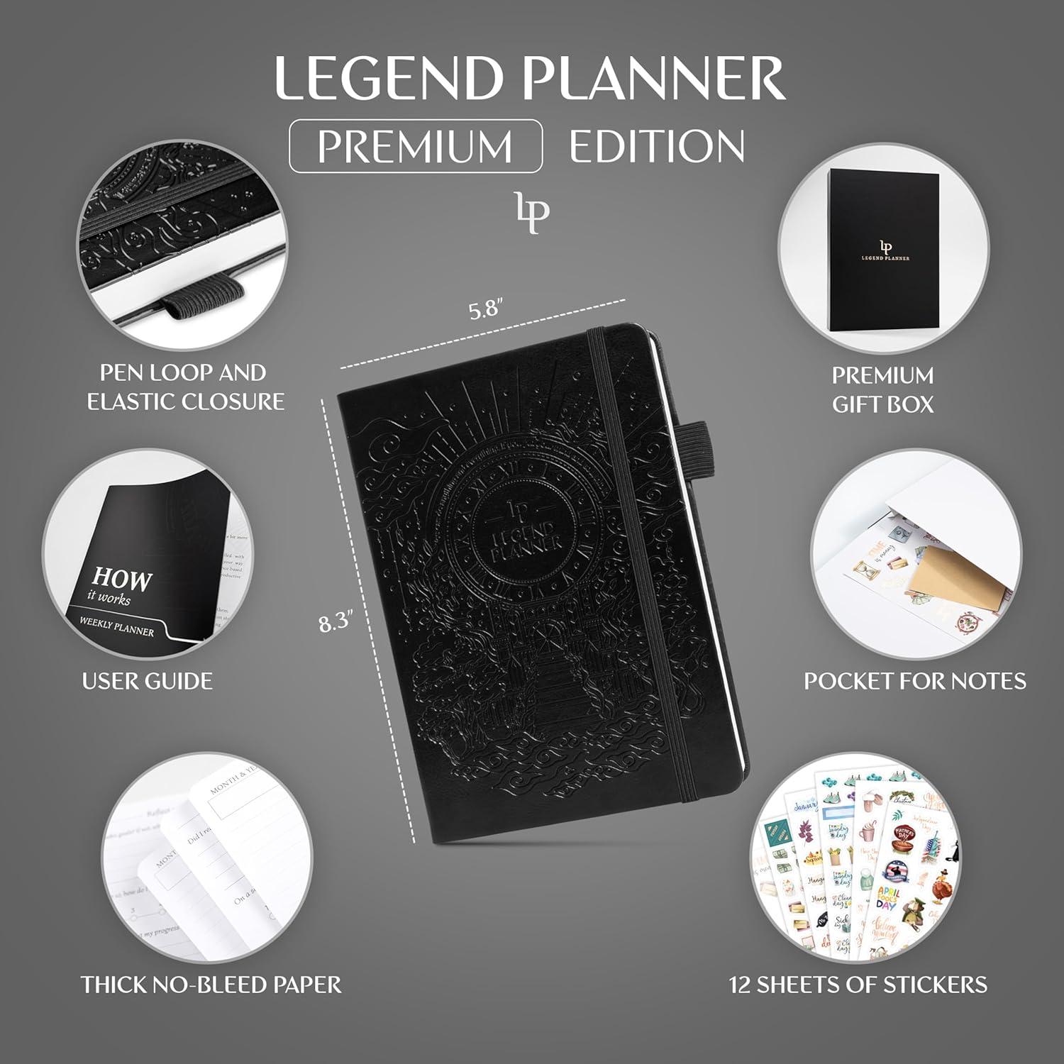 image:imageLegend Weekly Planner Premium Undated Weekly Monthly amp Budget Planner Life Organizer for Time Management amp Productivity A5 BlackBlack Debossed