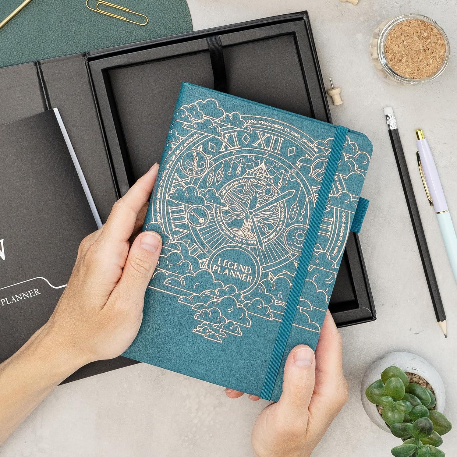 image:imageLegend Weekly Planner Premium Undated Weekly Monthly amp Budget Planner Life Organizer for Time Management amp Productivity A5 BlackDark Teal Gold Foil