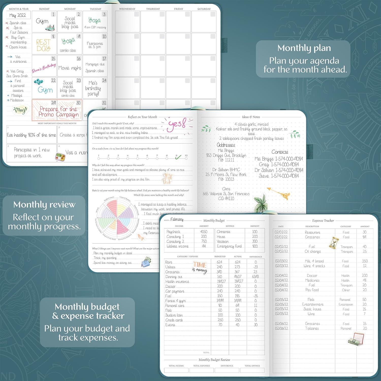 image:imageLegend Weekly Planner Premium Undated Weekly Monthly amp Budget Planner Life Organizer for Time Management amp Productivity A5 BlackDark Teal Gold Foil
