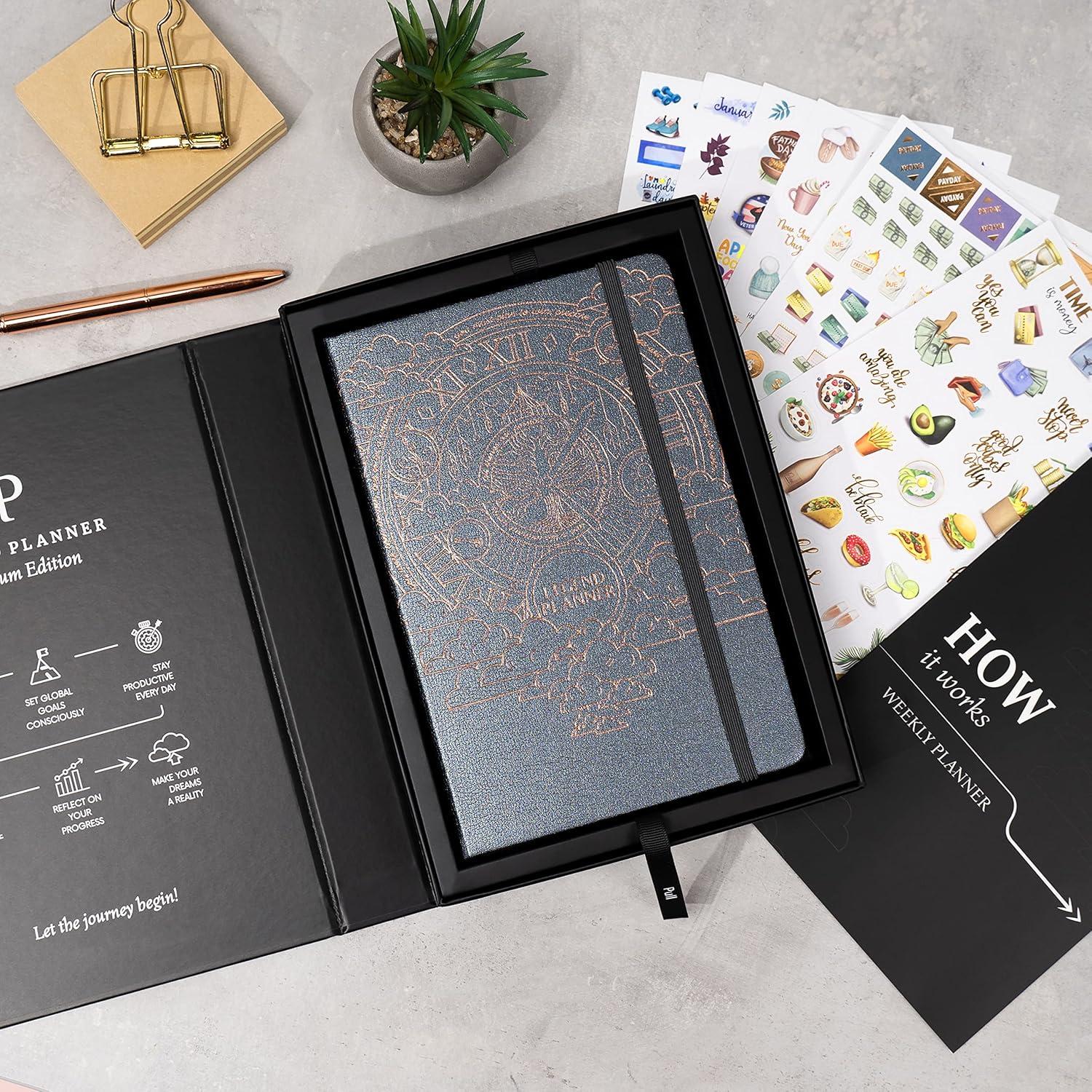 image:imageLegend Weekly Planner Premium Undated Weekly Monthly amp Budget Planner Life Organizer for Time Management amp Productivity A5 BlackMystic Gray Gold Foil