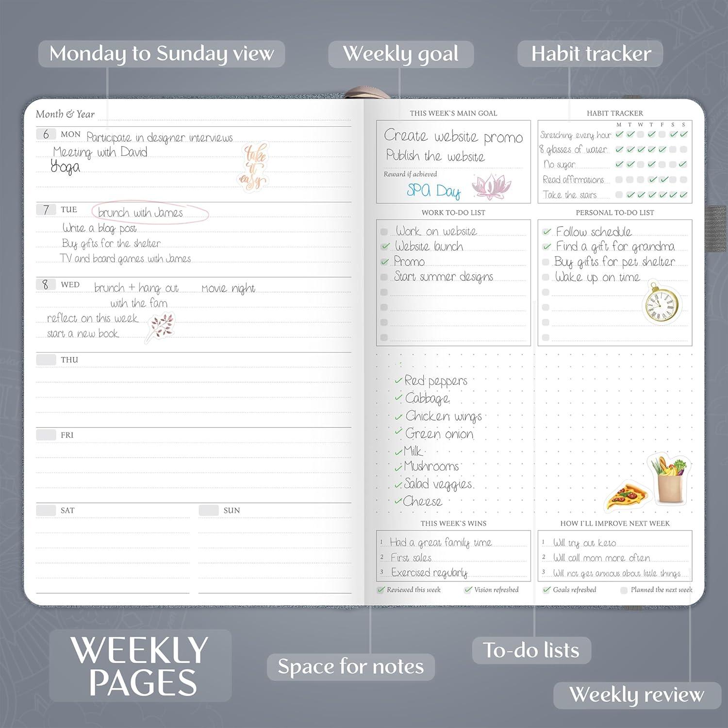 image:imageLegend Weekly Planner Premium Undated Weekly Monthly amp Budget Planner Life Organizer for Time Management amp Productivity A5 BlackMystic Gray Gold Foil