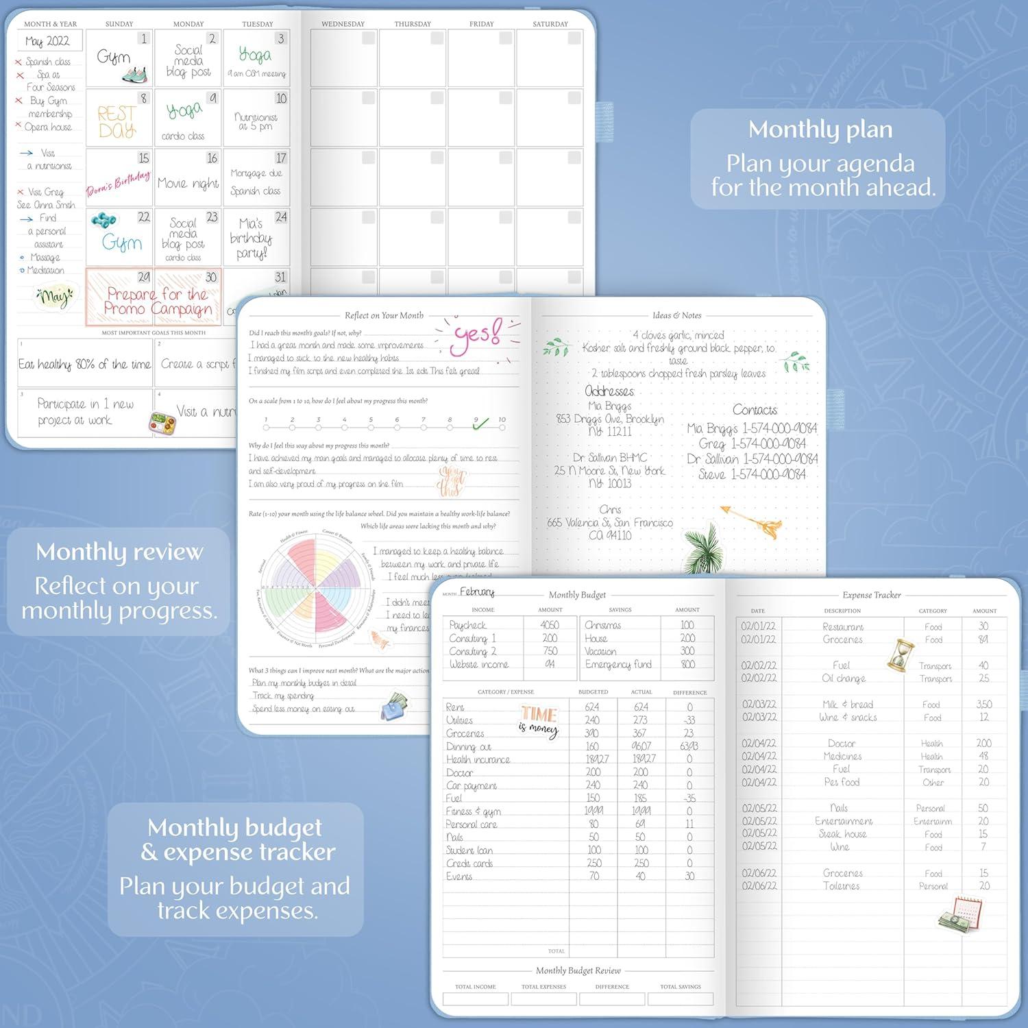 image:imageLegend Weekly Planner Premium Undated Weekly Monthly amp Budget Planner Life Organizer for Time Management amp Productivity A5 BlackPeriwinkle Gold Foil