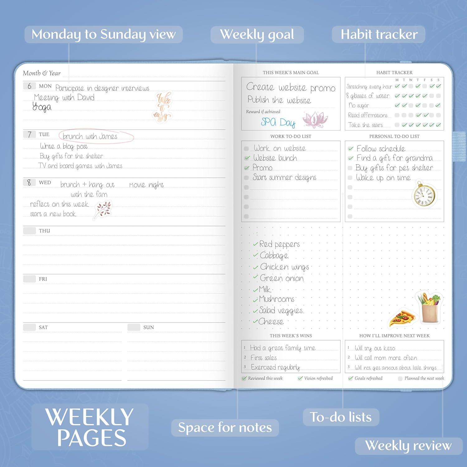 image:imageLegend Weekly Planner Premium Undated Weekly Monthly amp Budget Planner Life Organizer for Time Management amp Productivity A5 BlackPeriwinkle Gold Foil