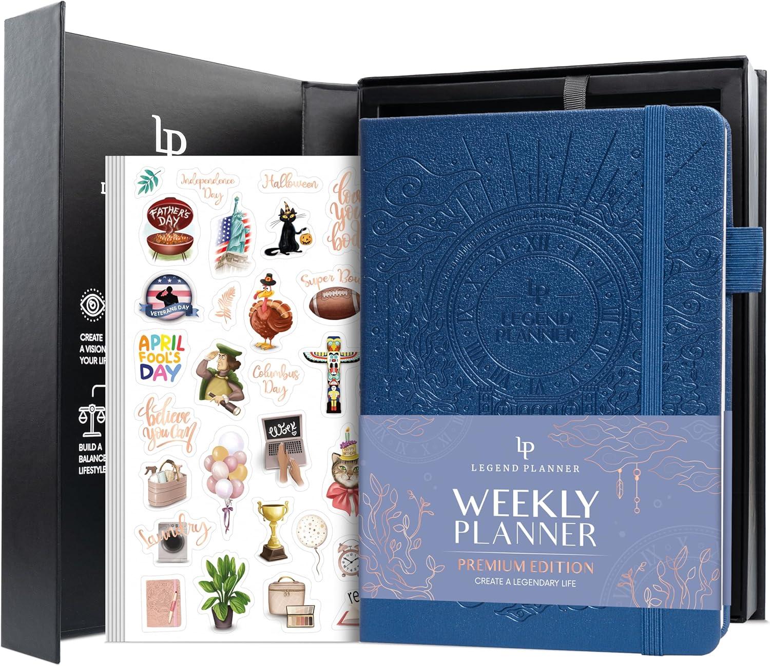 image:imageLegend Weekly Planner Premium Undated Weekly Monthly amp Budget Planner Life Organizer for Time Management amp Productivity A5 Dark TealMystic Blue Debossed