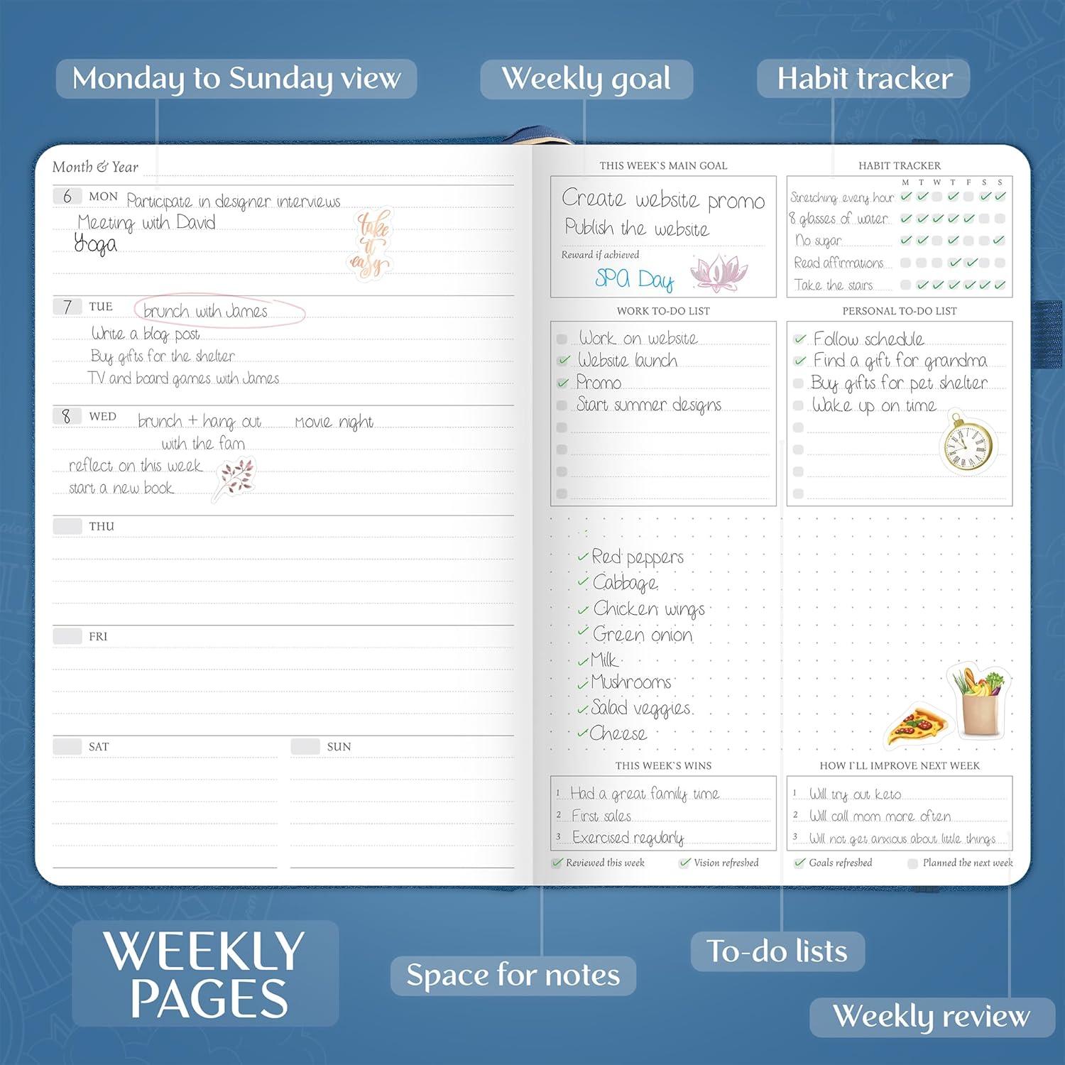 image:imageLegend Weekly Planner Premium Undated Weekly Monthly amp Budget Planner Life Organizer for Time Management amp Productivity A5 Dark TealMystic Blue Debossed