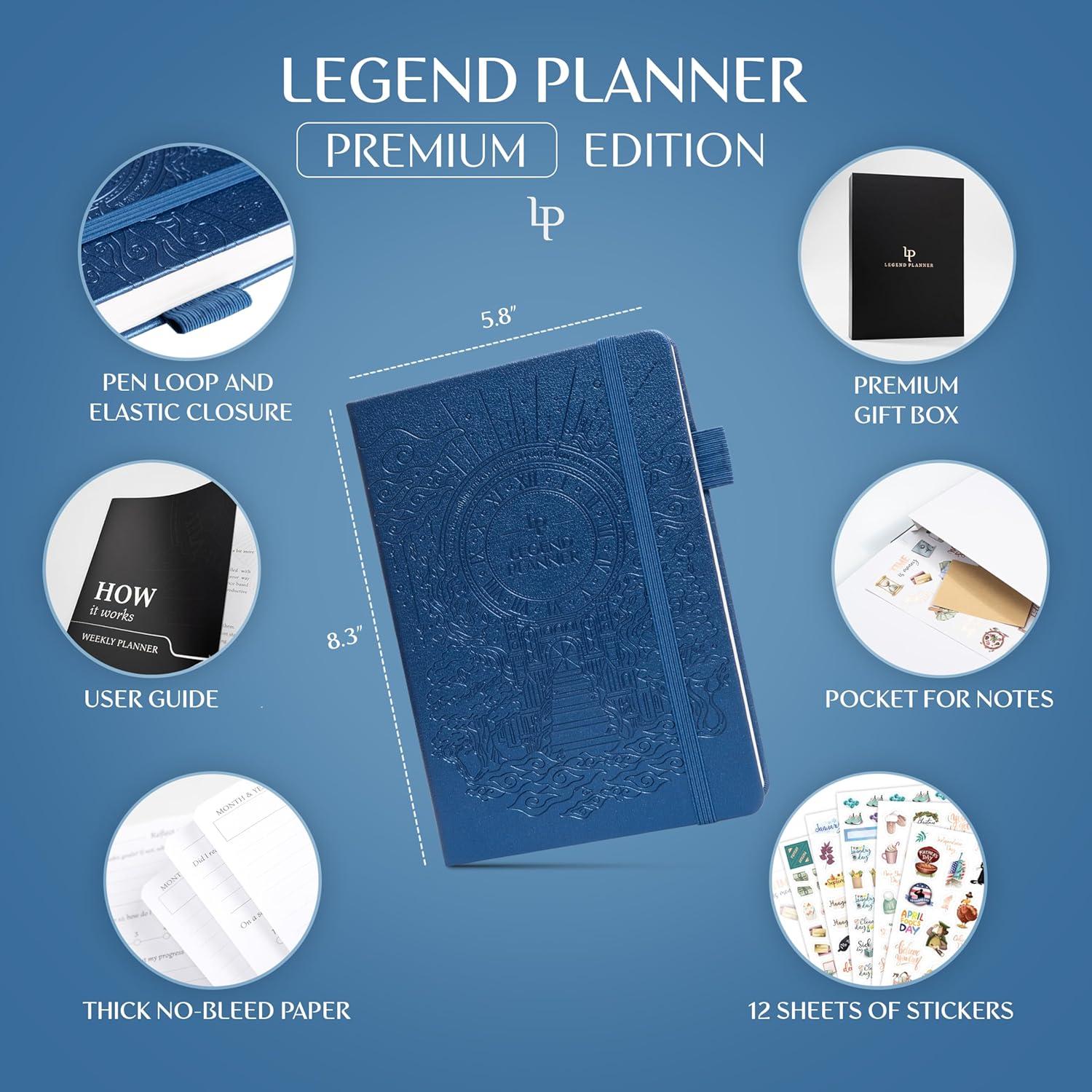 image:imageLegend Weekly Planner Premium Undated Weekly Monthly amp Budget Planner Life Organizer for Time Management amp Productivity A5 Dark TealMystic Blue Debossed