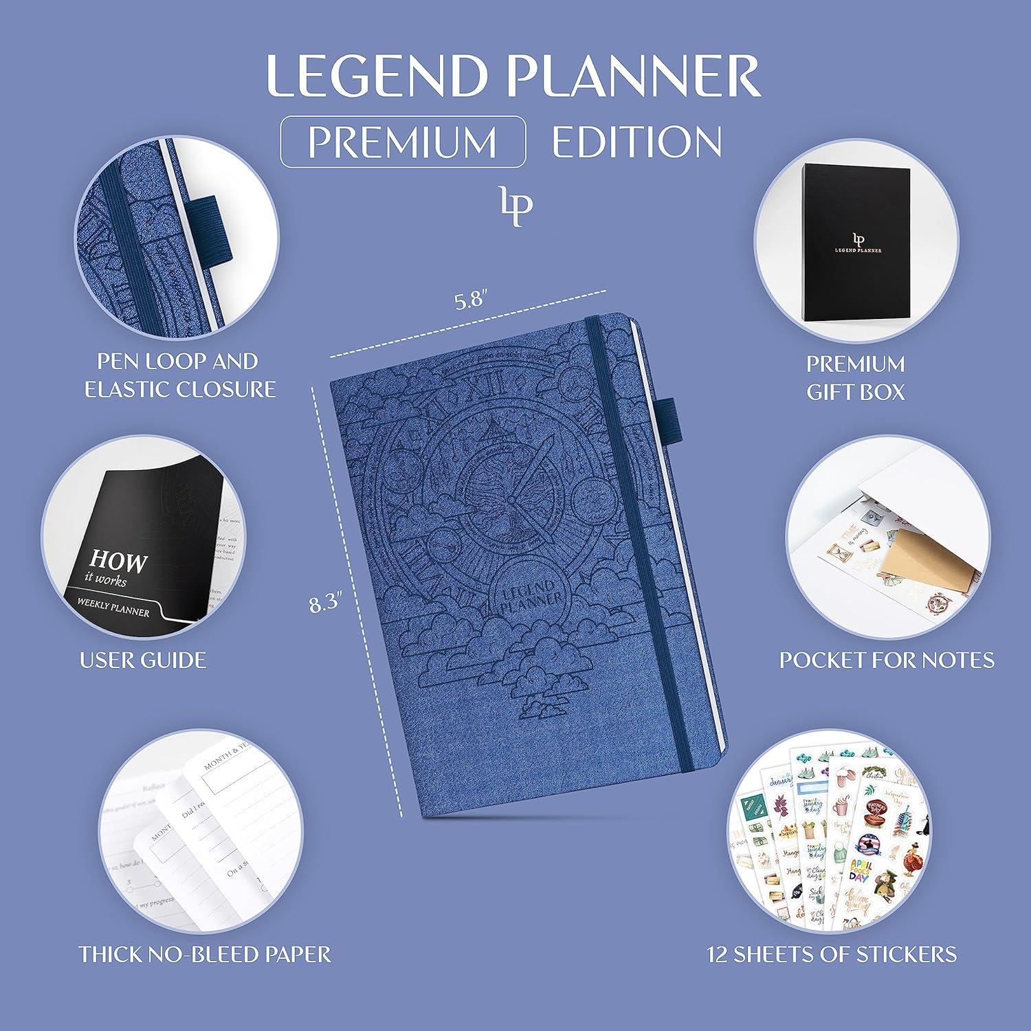 image:imageLegend Weekly Planner Premium Undated Weekly Monthly amp Budget Planner Life Organizer for Time Management amp Productivity A5 Dark TealMystic Blue Debossed