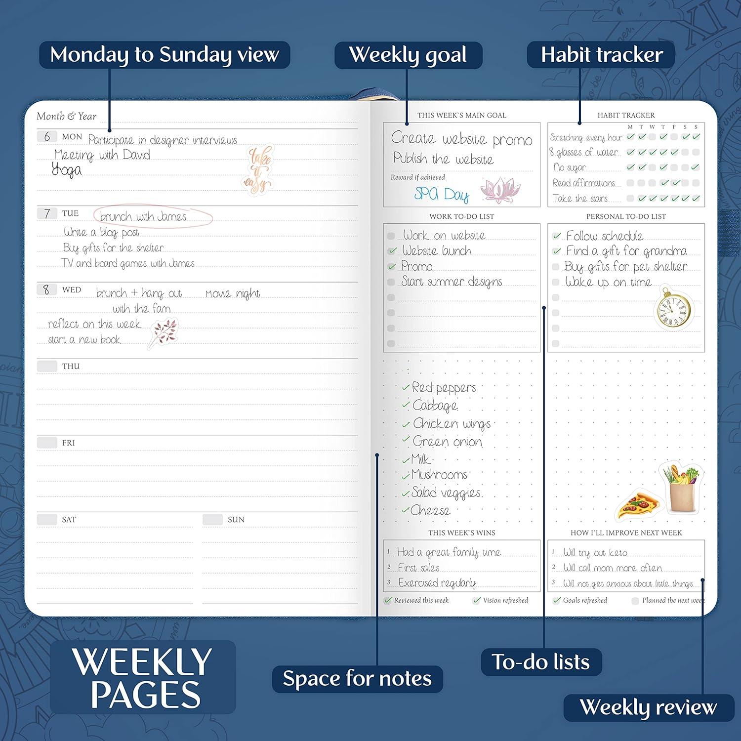 image:imageLegend Weekly Planner Premium Undated Weekly Monthly amp Budget Planner Life Organizer for Time Management amp Productivity A5 Dark TealMystic Blue Debossed