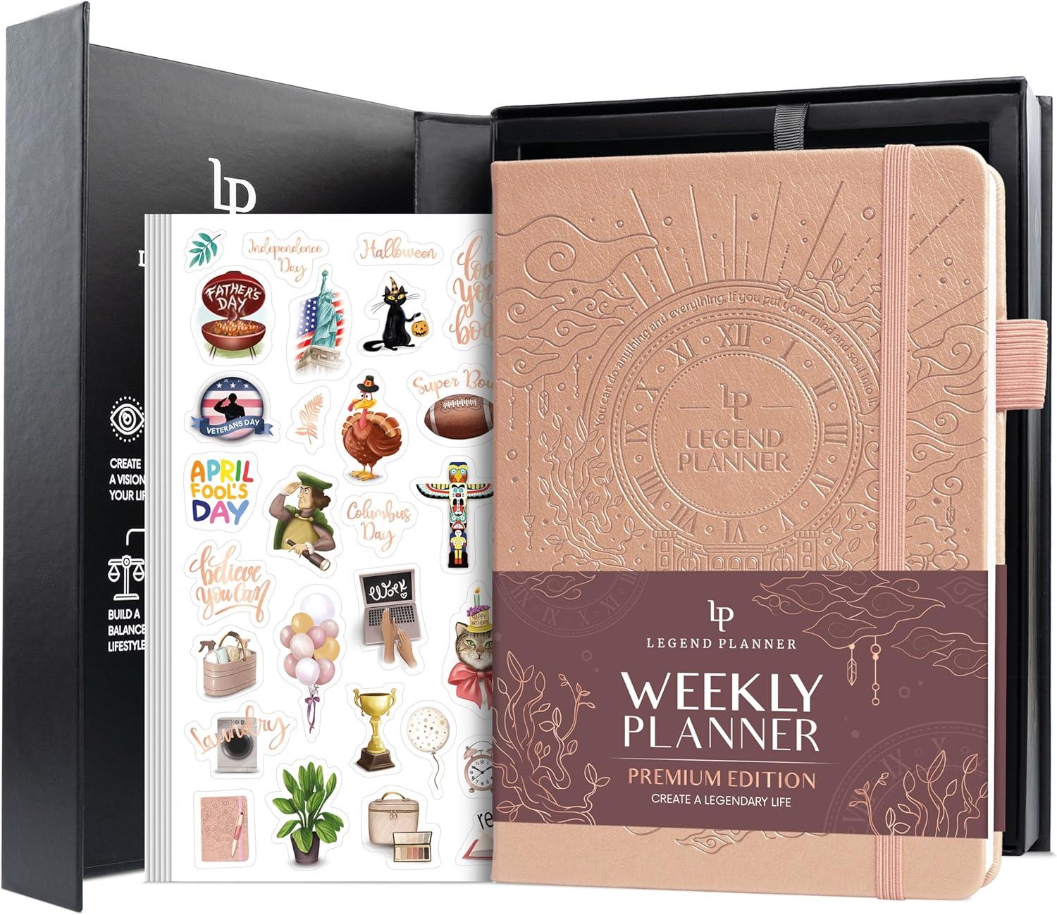 image:imageLegend Weekly Planner Premium Undated Weekly Monthly amp Budget Planner Life Organizer for Time Management amp Productivity A5 Dark TealRose Gold Debossed