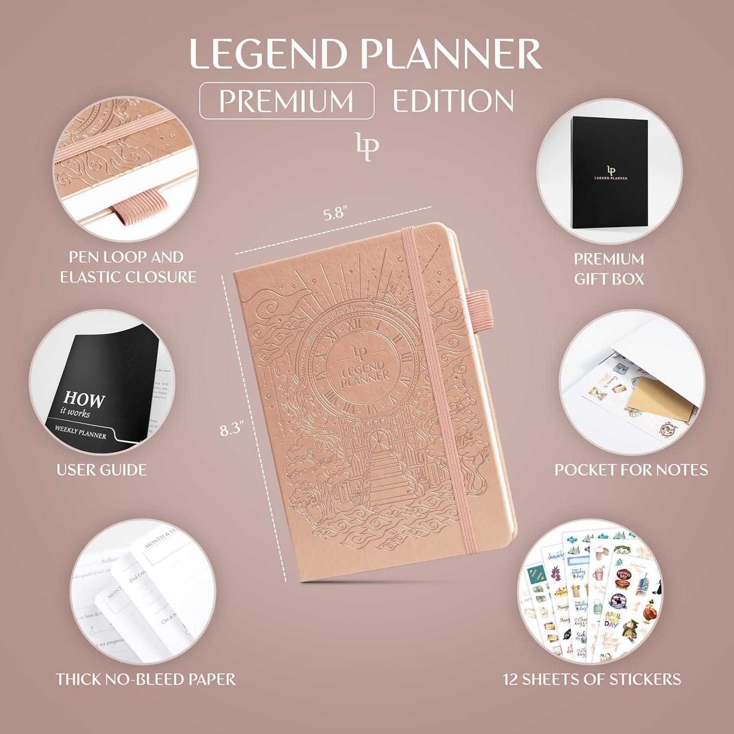 image:imageLegend Weekly Planner Premium Undated Weekly Monthly amp Budget Planner Life Organizer for Time Management amp Productivity A5 Dark TealRose Gold Debossed