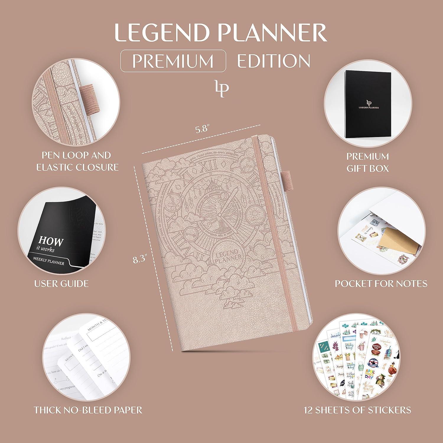 image:imageLegend Weekly Planner Premium Undated Weekly Monthly amp Budget Planner Life Organizer for Time Management amp Productivity A5 Dark TealRose Gold Debossed