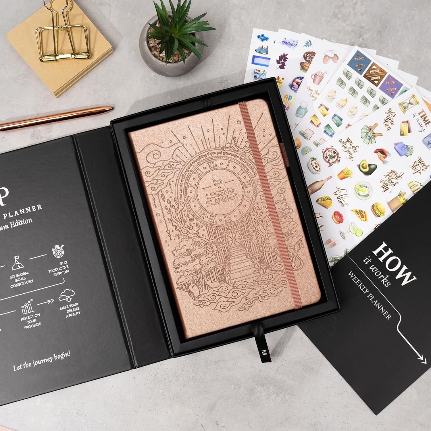image:imageLegend Weekly Planner Premium Undated Weekly Monthly amp Budget Planner Life Organizer for Time Management amp Productivity A5 Dark TealRose Gold Debossed