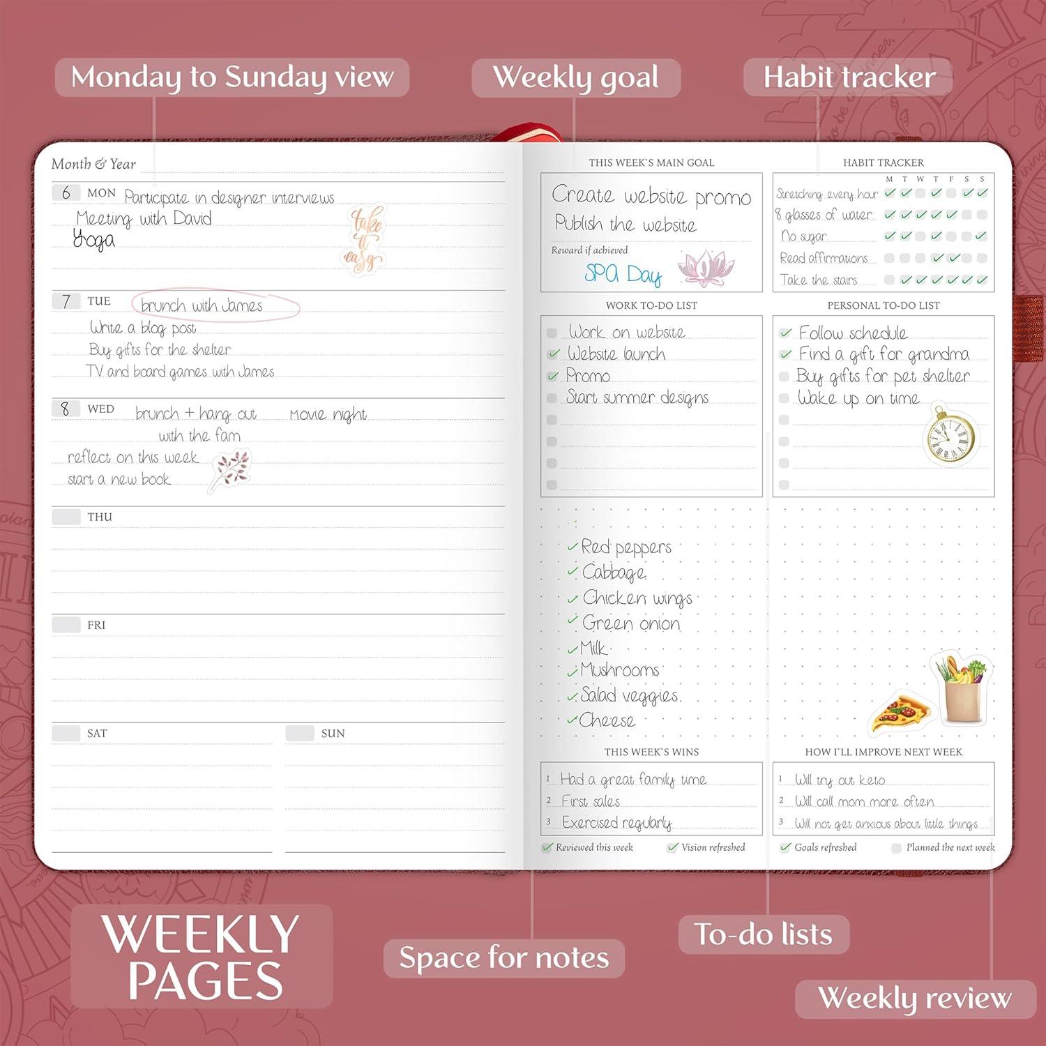 image:imageLegend Weekly Planner Premium Undated Weekly Monthly amp Budget Planner Life Organizer for Time Management amp Productivity A5 Dark TealWine Red Gold
