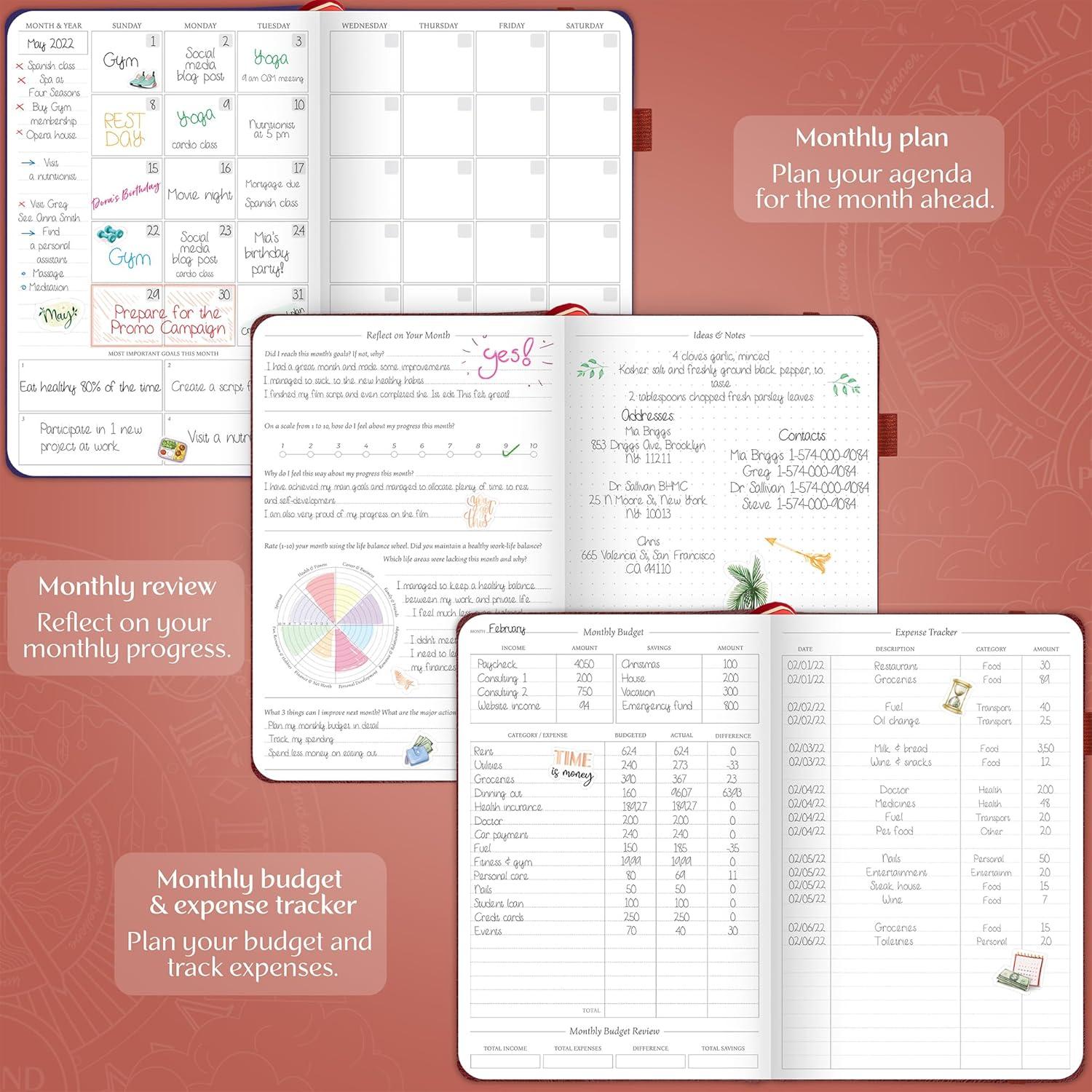 image:imageLegend Weekly Planner Premium Undated Weekly Monthly amp Budget Planner Life Organizer for Time Management amp Productivity A5 Dark TealWine Red Gold