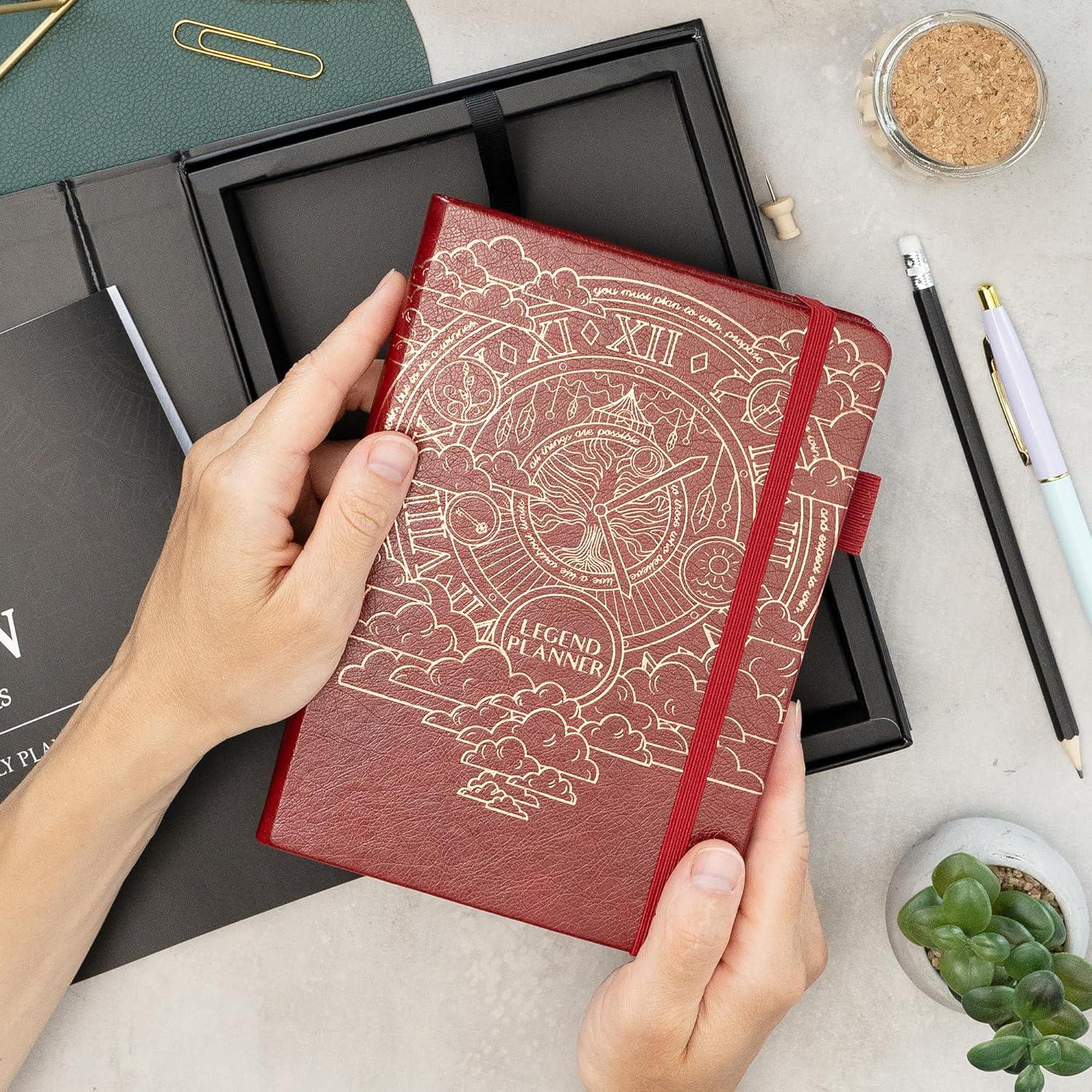 image:imageLegend Weekly Planner Premium Undated Weekly Monthly amp Budget Planner Life Organizer for Time Management amp Productivity A5 Dark TealWine Red Gold
