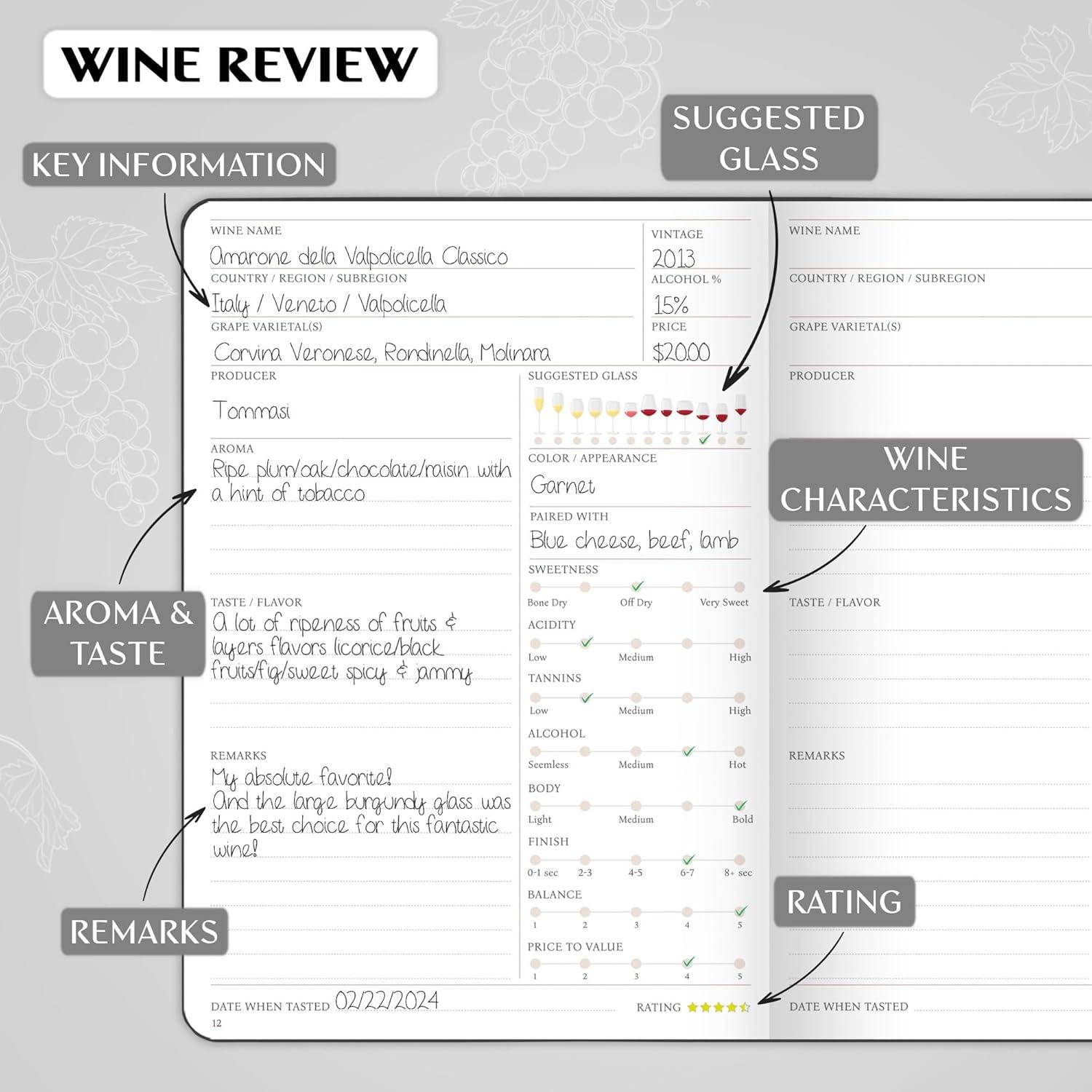 image:imageLegend Wine Tasting Journal Wine Guide amp Diary Unique Accessories amp Gifts for Wine Lovers Women amp Men Eco Leather Notebook PurpleBlack