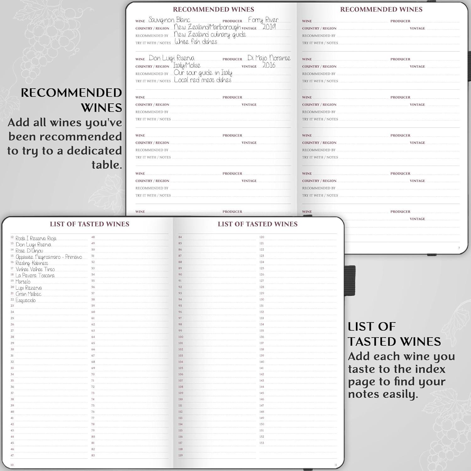 image:imageLegend Wine Tasting Journal Wine Guide amp Diary Unique Accessories amp Gifts for Wine Lovers Women amp Men Eco Leather Notebook PurpleBlack