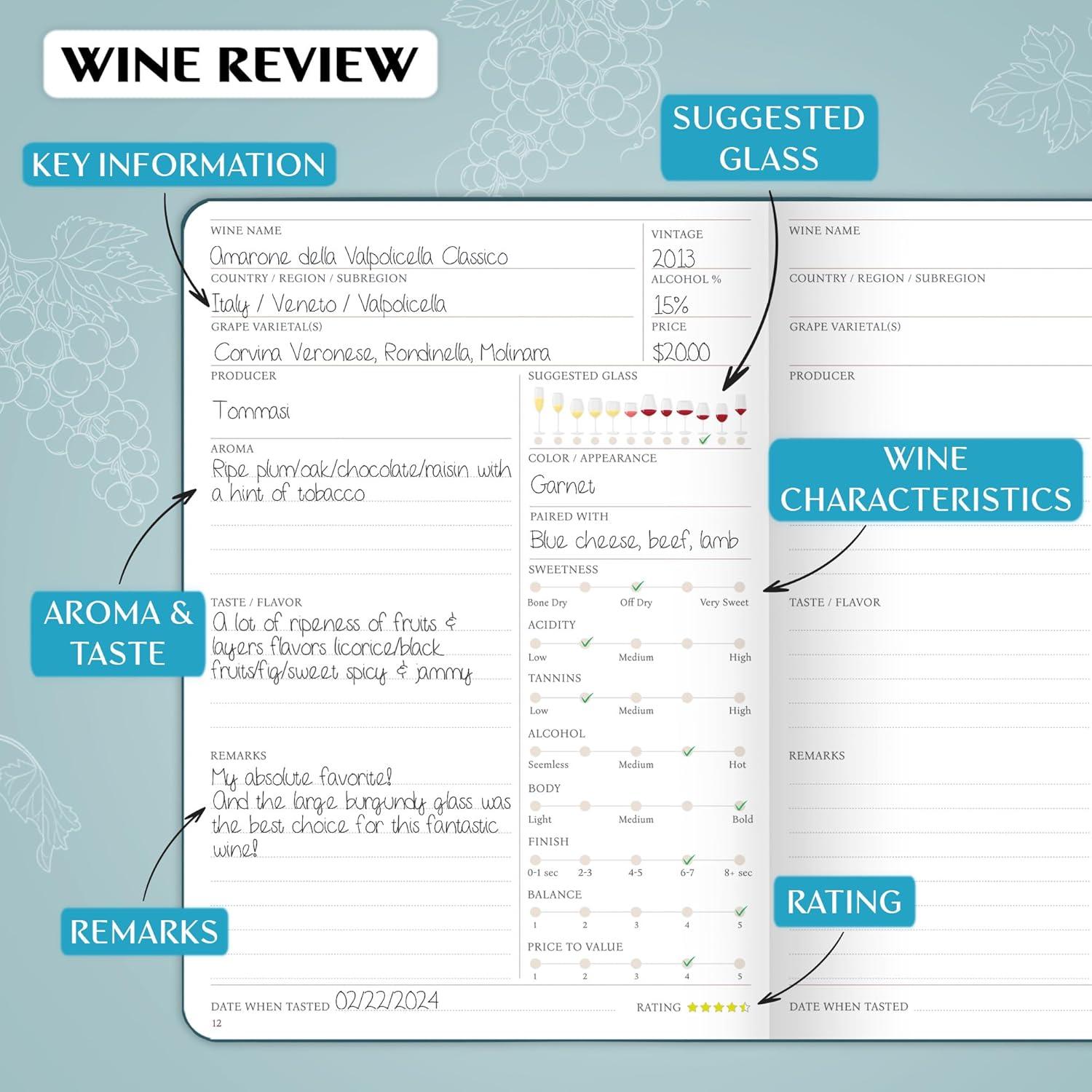 image:imageLegend Wine Tasting Journal Wine Guide amp Diary Unique Accessories amp Gifts for Wine Lovers Women amp Men Eco Leather Notebook PurpleDeep Sea Gold Foil