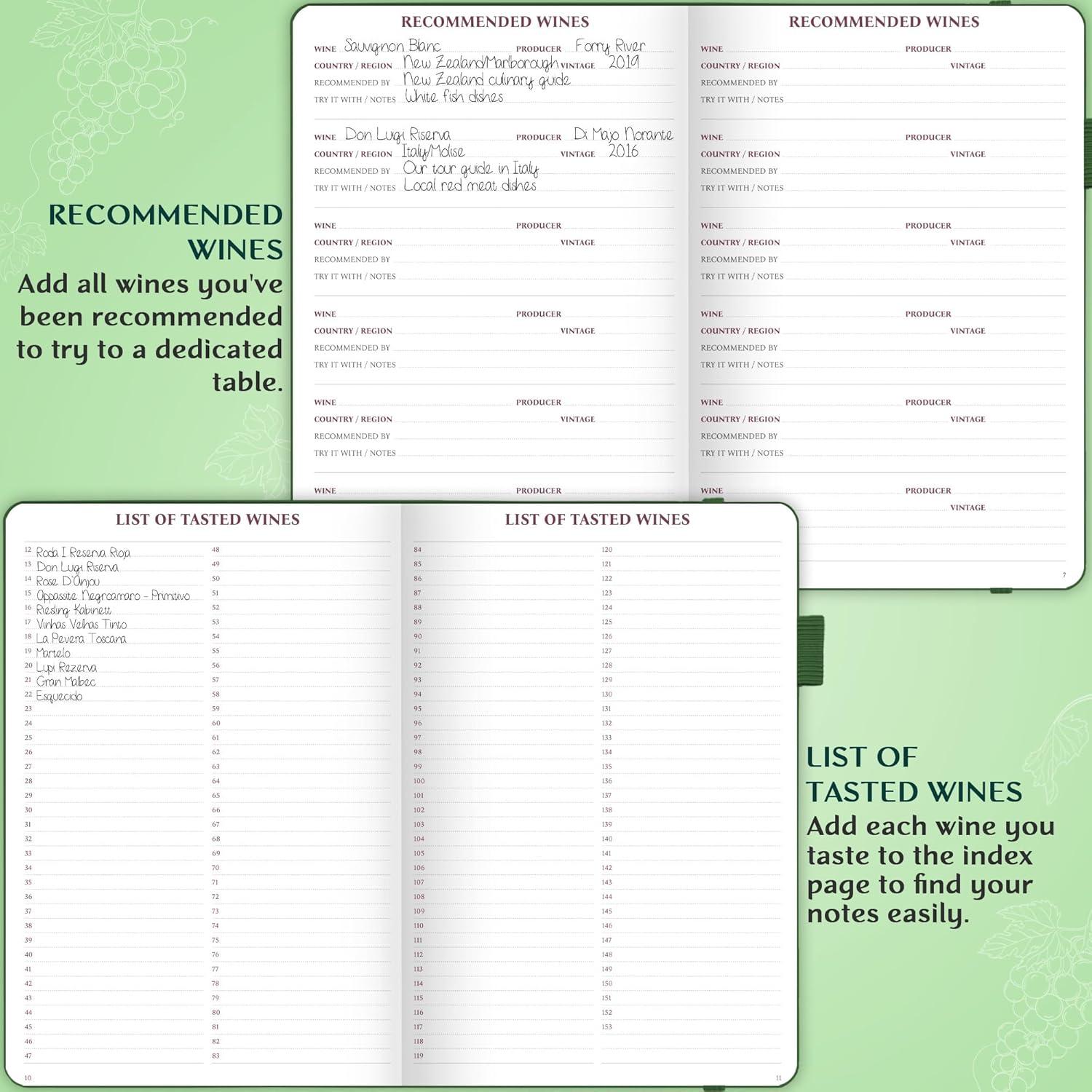 image:imageLegend Wine Tasting Journal Wine Guide amp Diary Unique Accessories amp Gifts for Wine Lovers Women amp Men Eco Leather Notebook PurpleForest Green