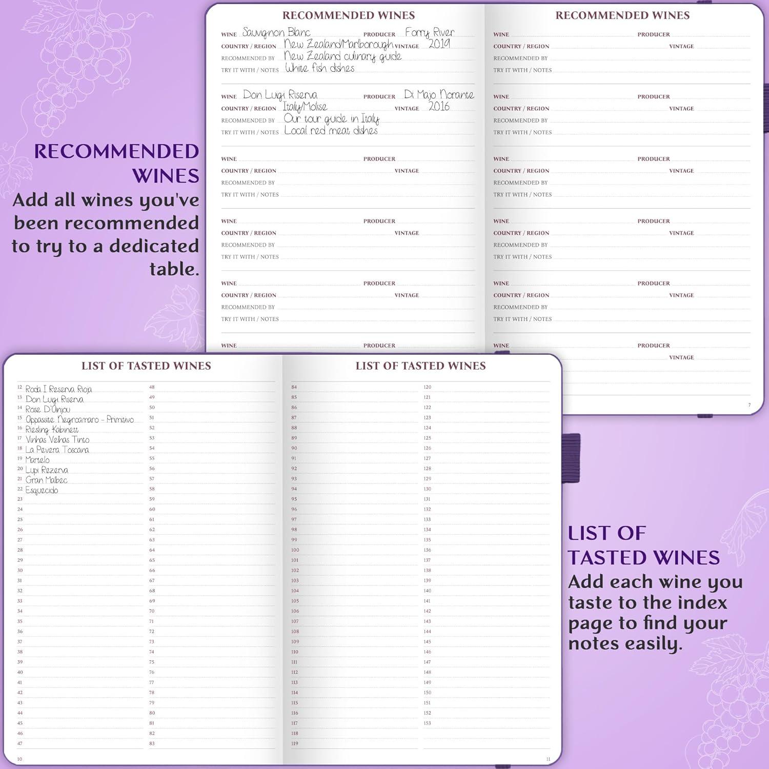 image:imageLegend Wine Tasting Journal Wine Guide amp Diary Unique Accessories amp Gifts for Wine Lovers Women amp Men Eco Leather Notebook PurplePurple