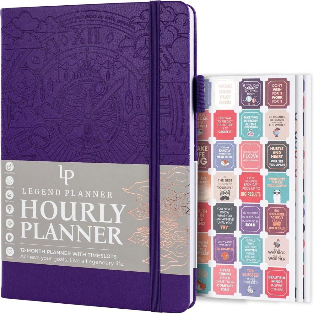 image:imageLegend Planner Hourly Schedule Edition Deluxe Weekly amp Daily Organizer with Time Slots Time Management Appointment Book Journal for Work amp Personal Life Undated A5 Hardcover Dark Green DebossedPurple